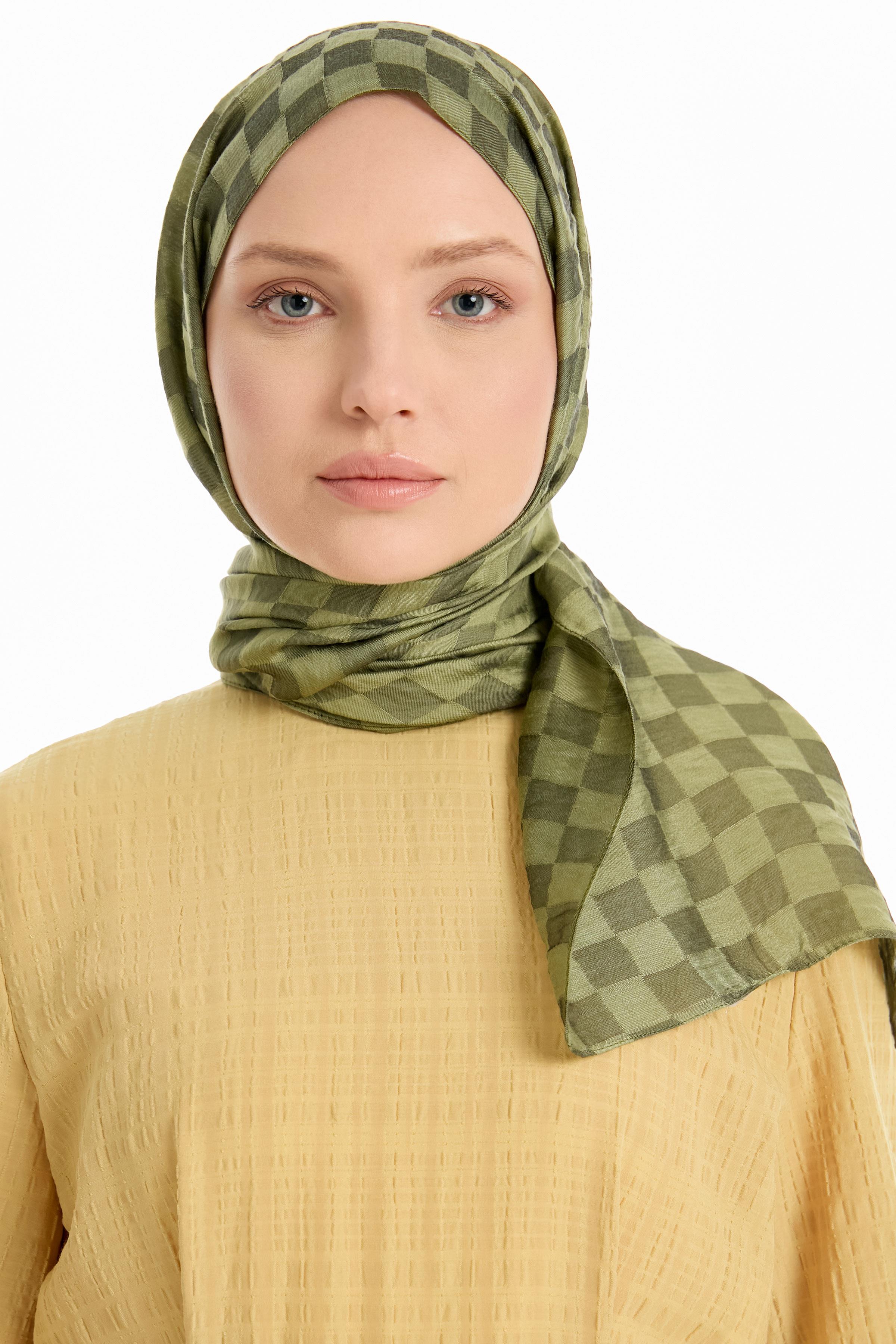 Dama Desen Viskon Şal - Yeşil TUGBA