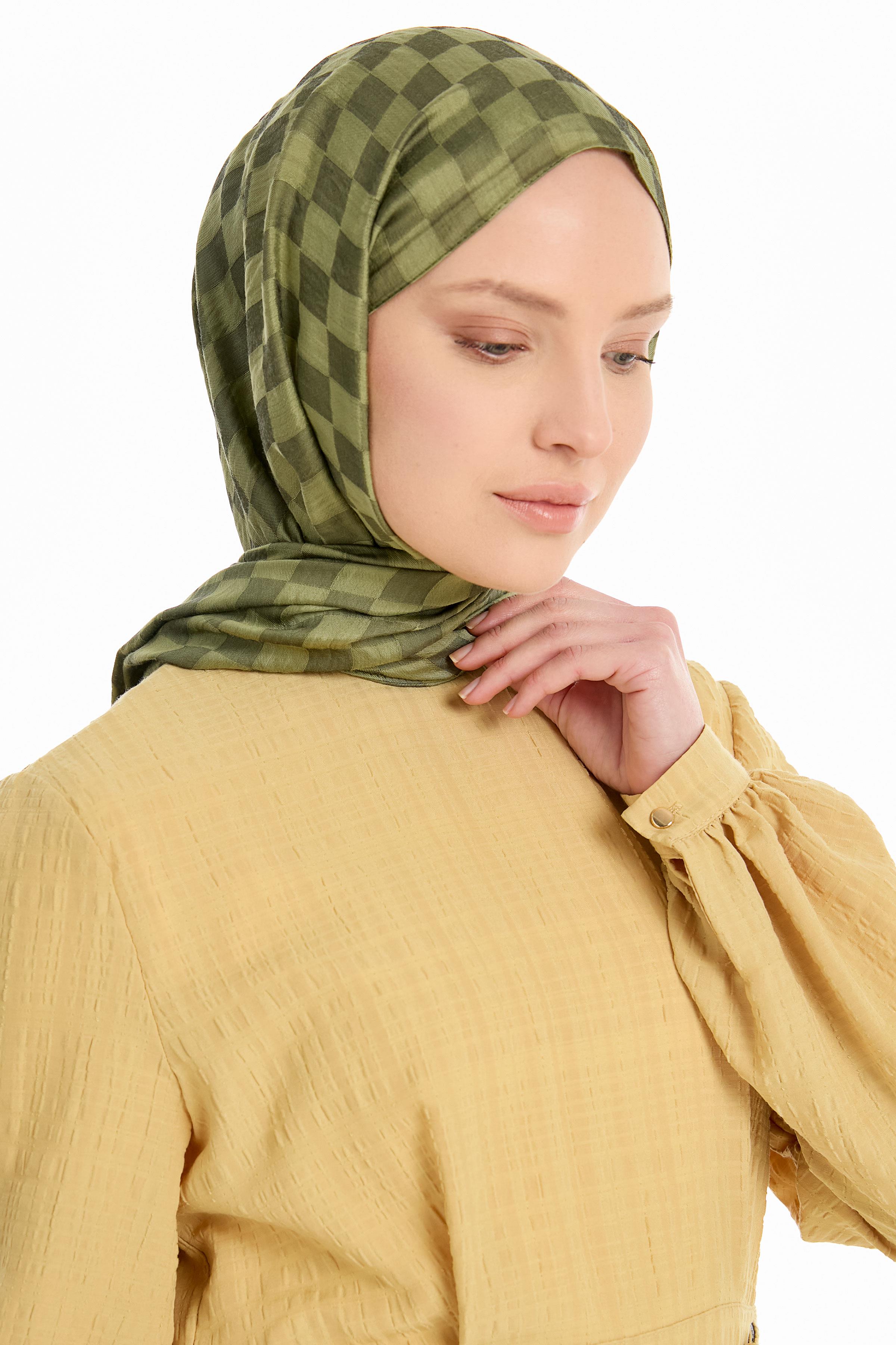 Dama Desen Viskon Şal - Yeşil TUGBA