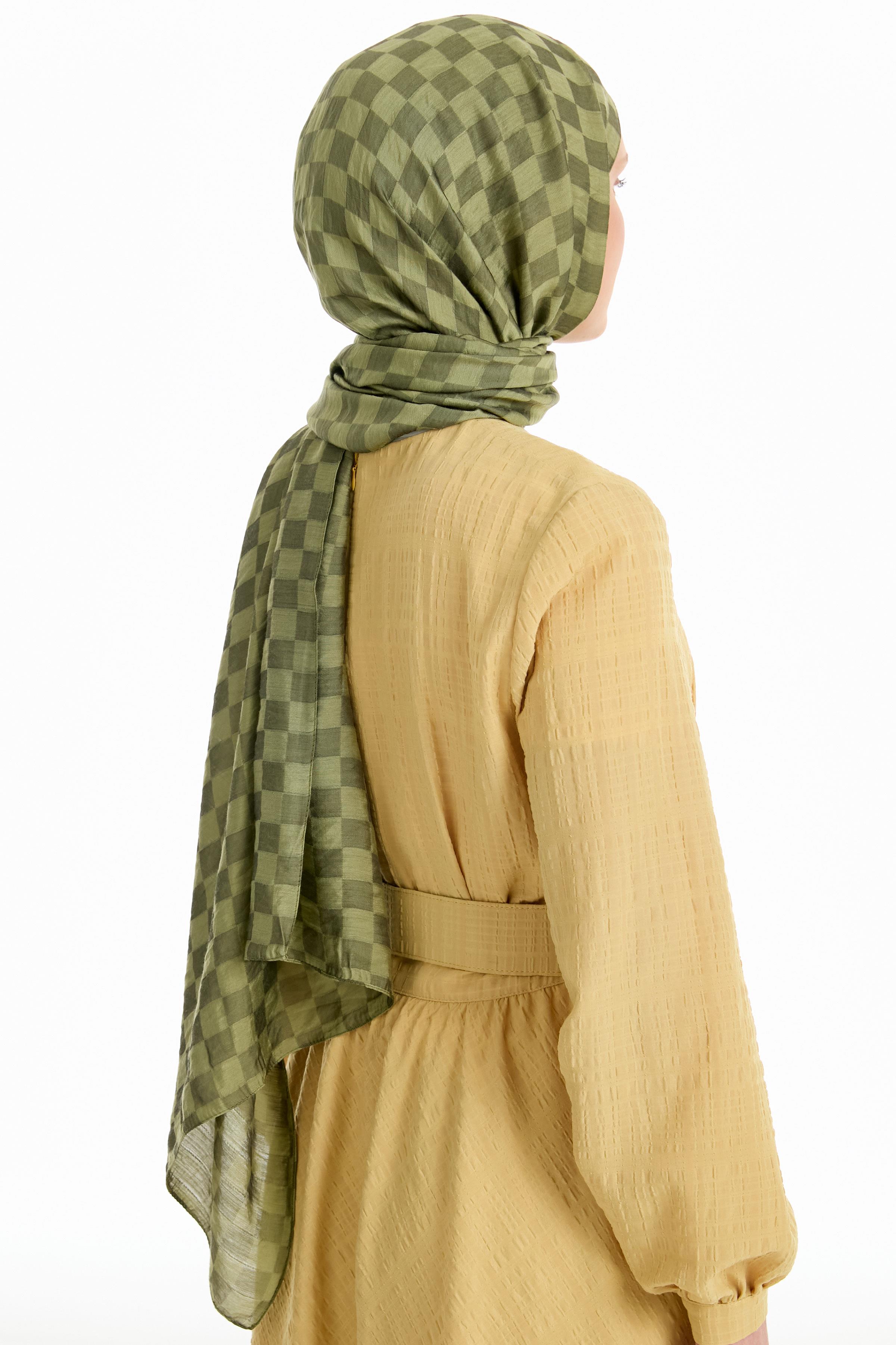 Dama Desen Viskon Şal - Yeşil TUGBA