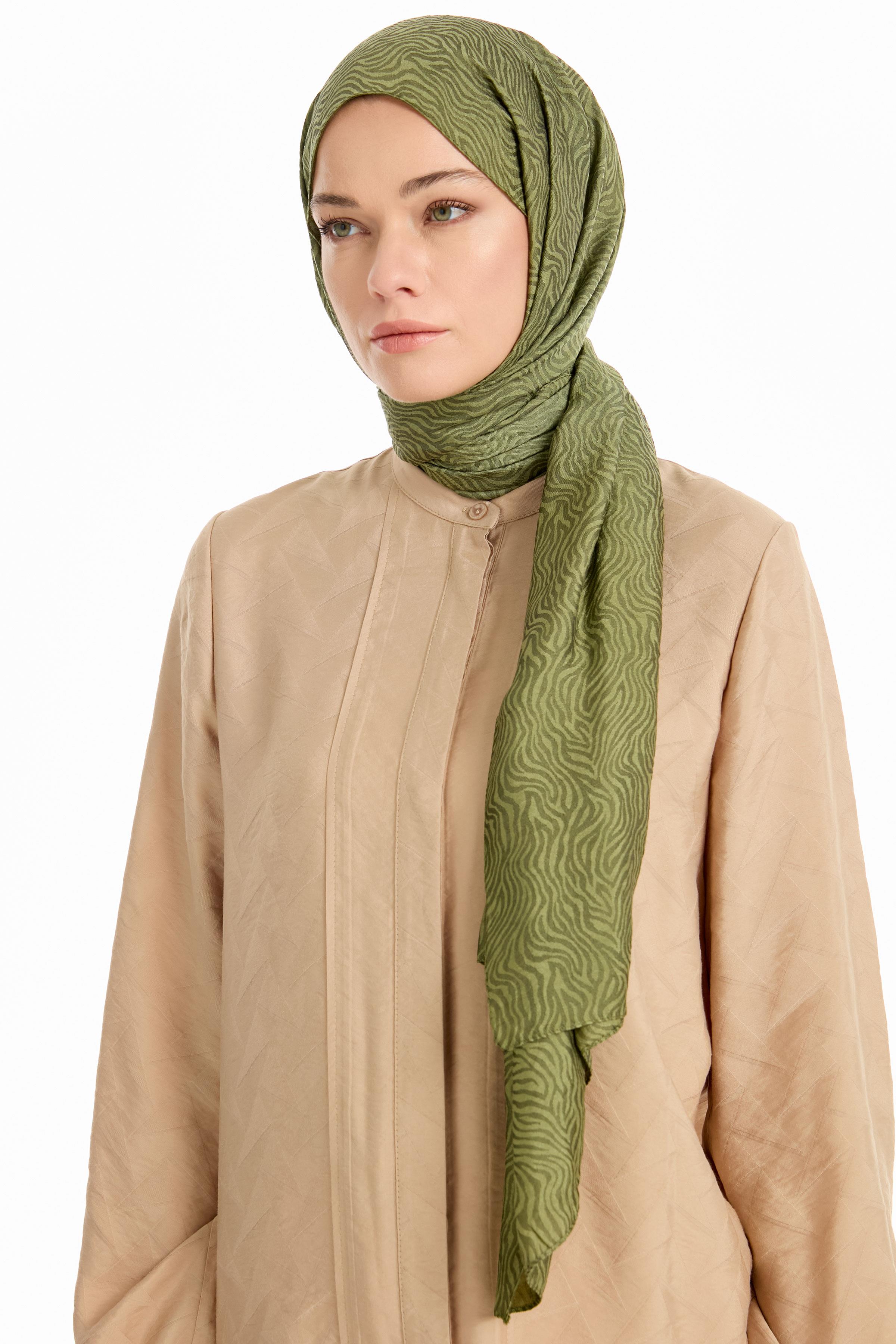Zebra Desen Viskon Şal - Yeşil TUGBA