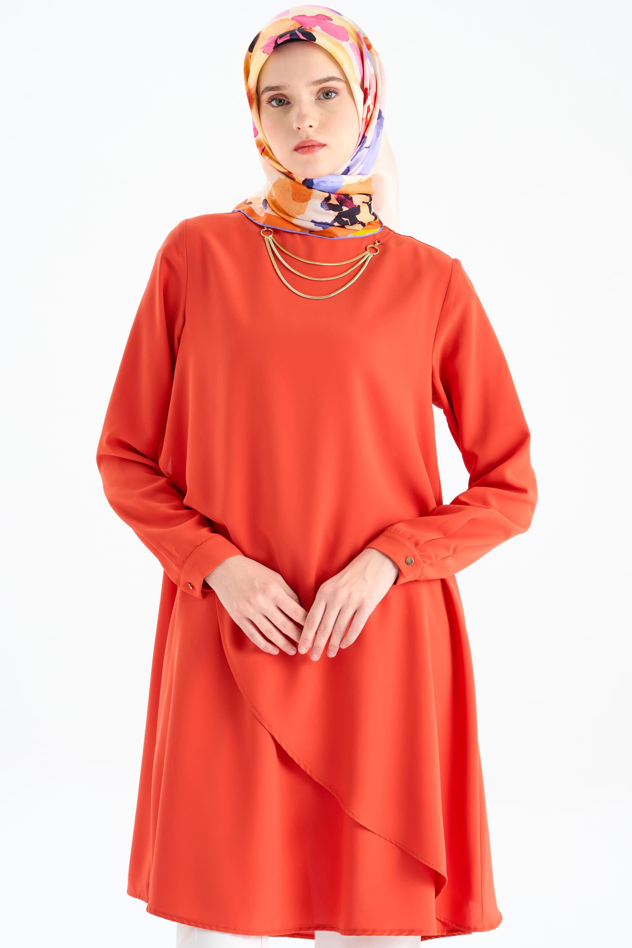 Volum Volanlı Tunik - Nar Çiçeği TUGBA