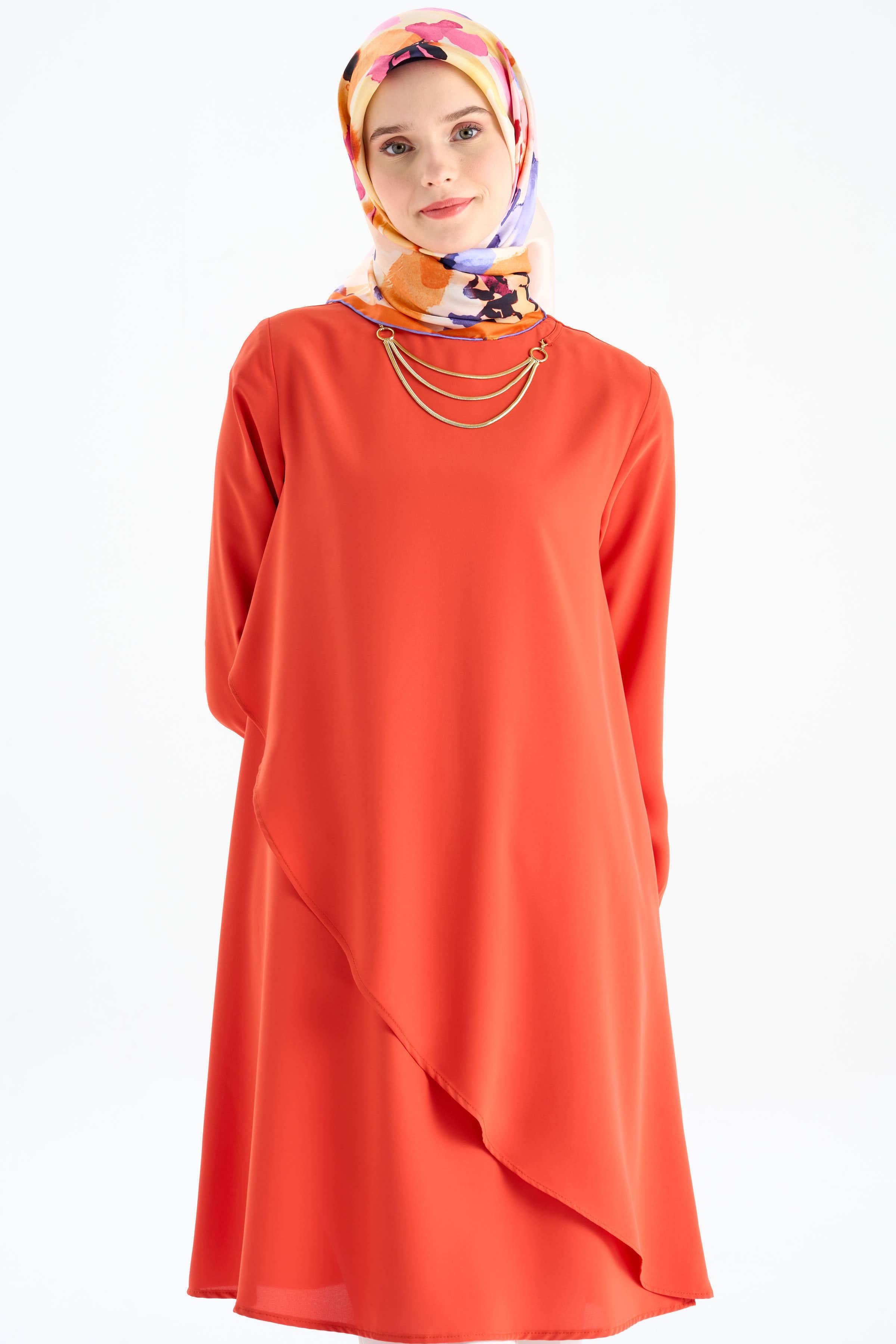 Volum Volanlı Tunik - Nar Çiçeği TUGBA