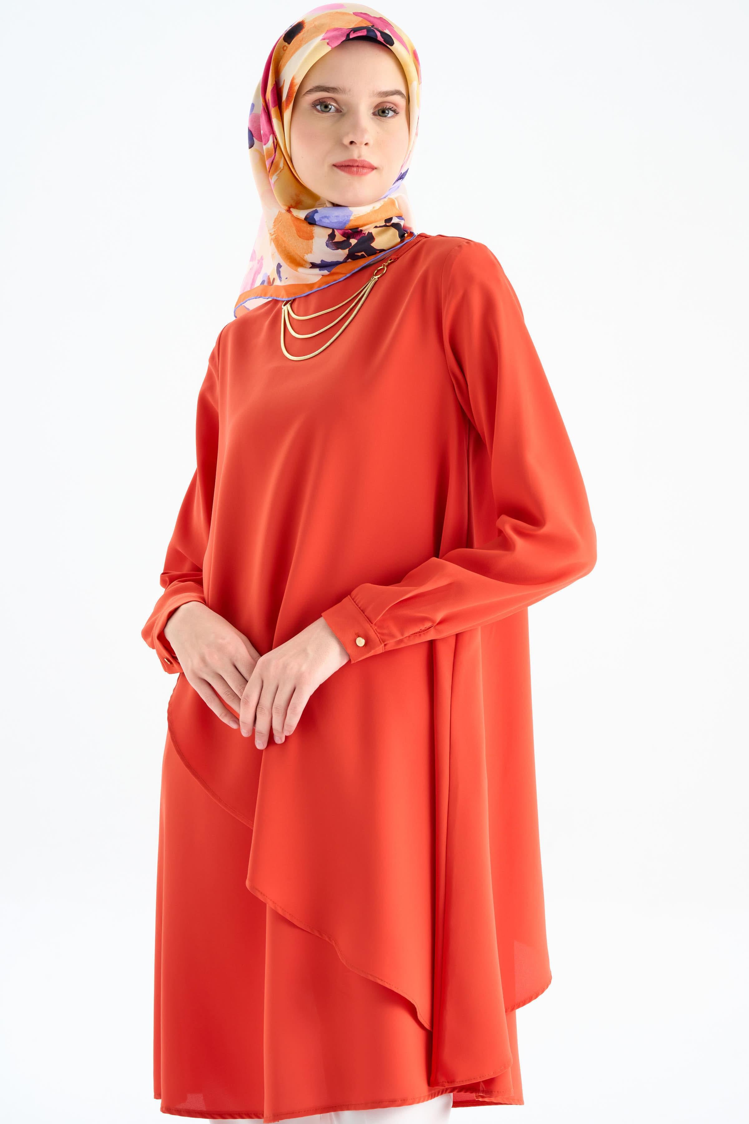 Volum Volanlı Tunik - Nar Çiçeği TUGBA