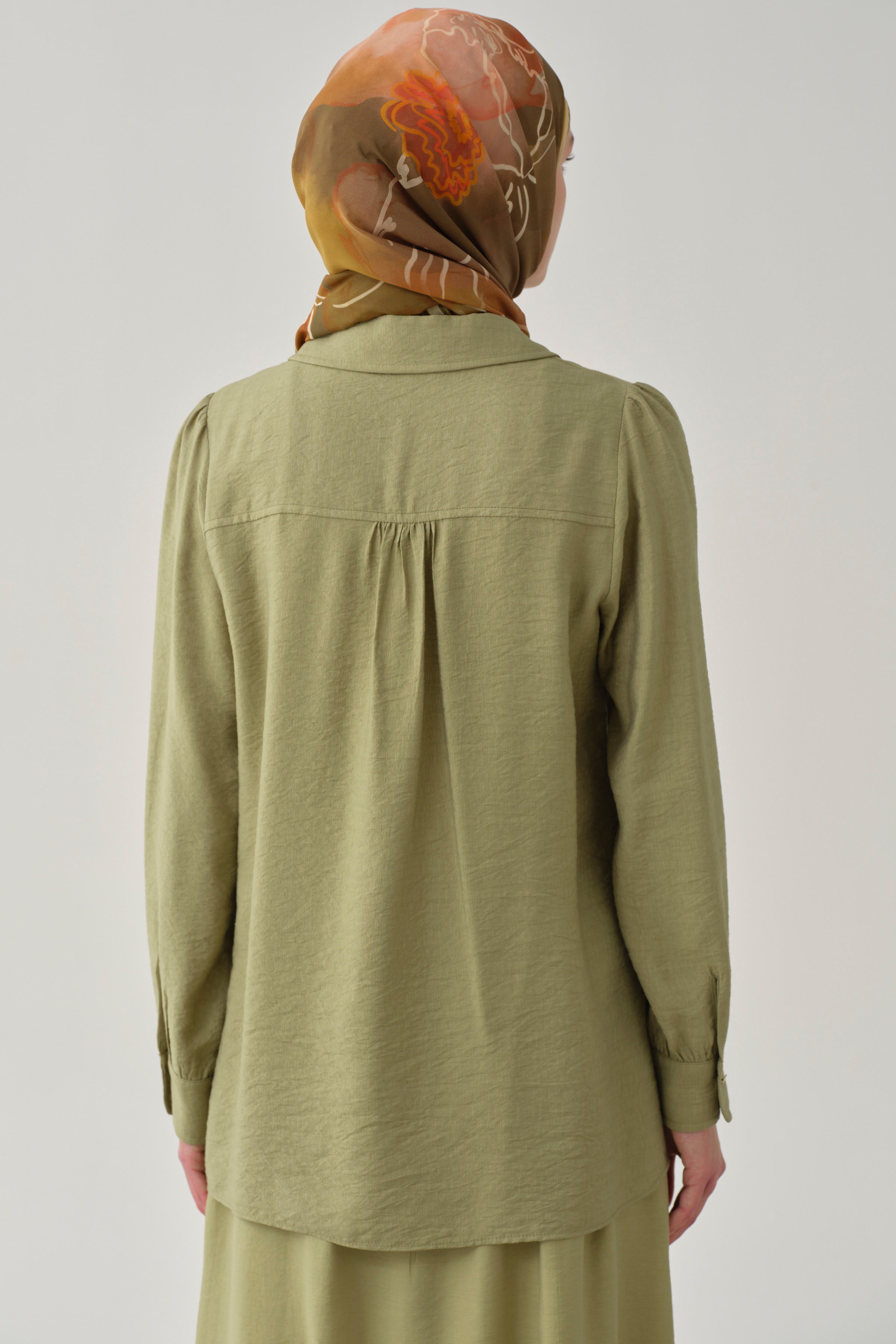 Yaka Çapraz Bağlamalı Bluz - Olive TUGBA