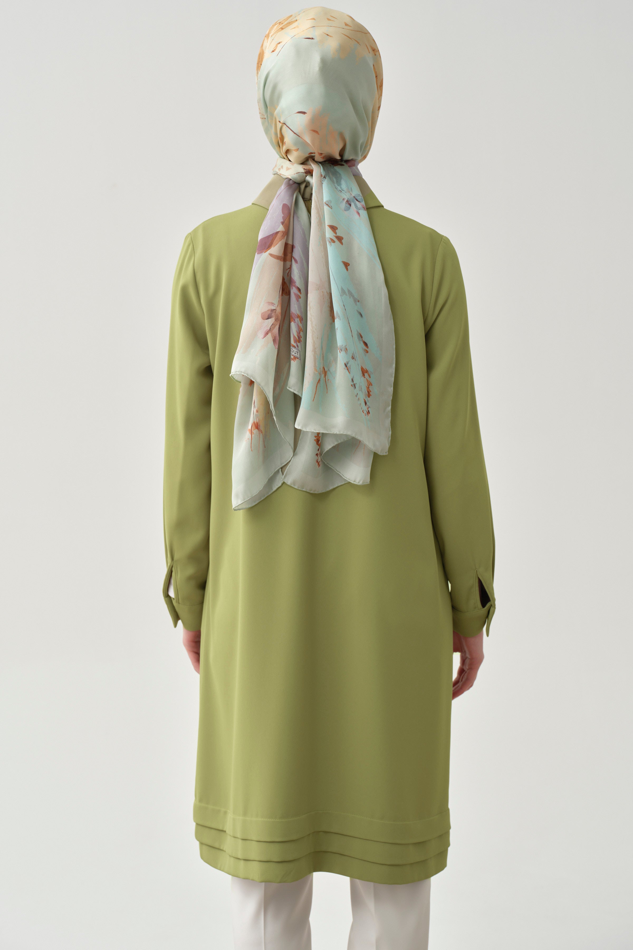 Yakası Büzgülü Aller Detaylı Tunik - Yeşil TUGBA