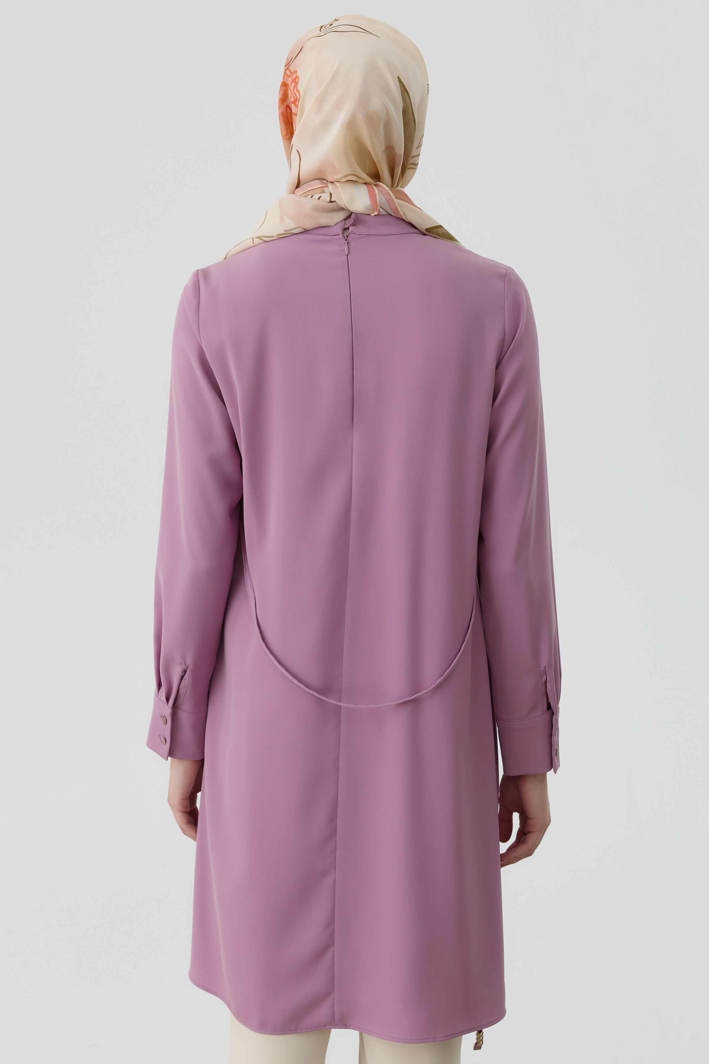 Yakası Pile Detaylı Tunik - Lila TUGBA
