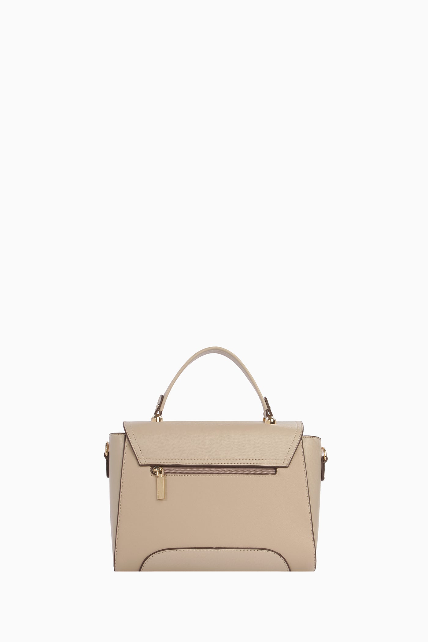 Yanları Fermuarlı Üçgen Kapaklı Çanta - Vizon TUGBA