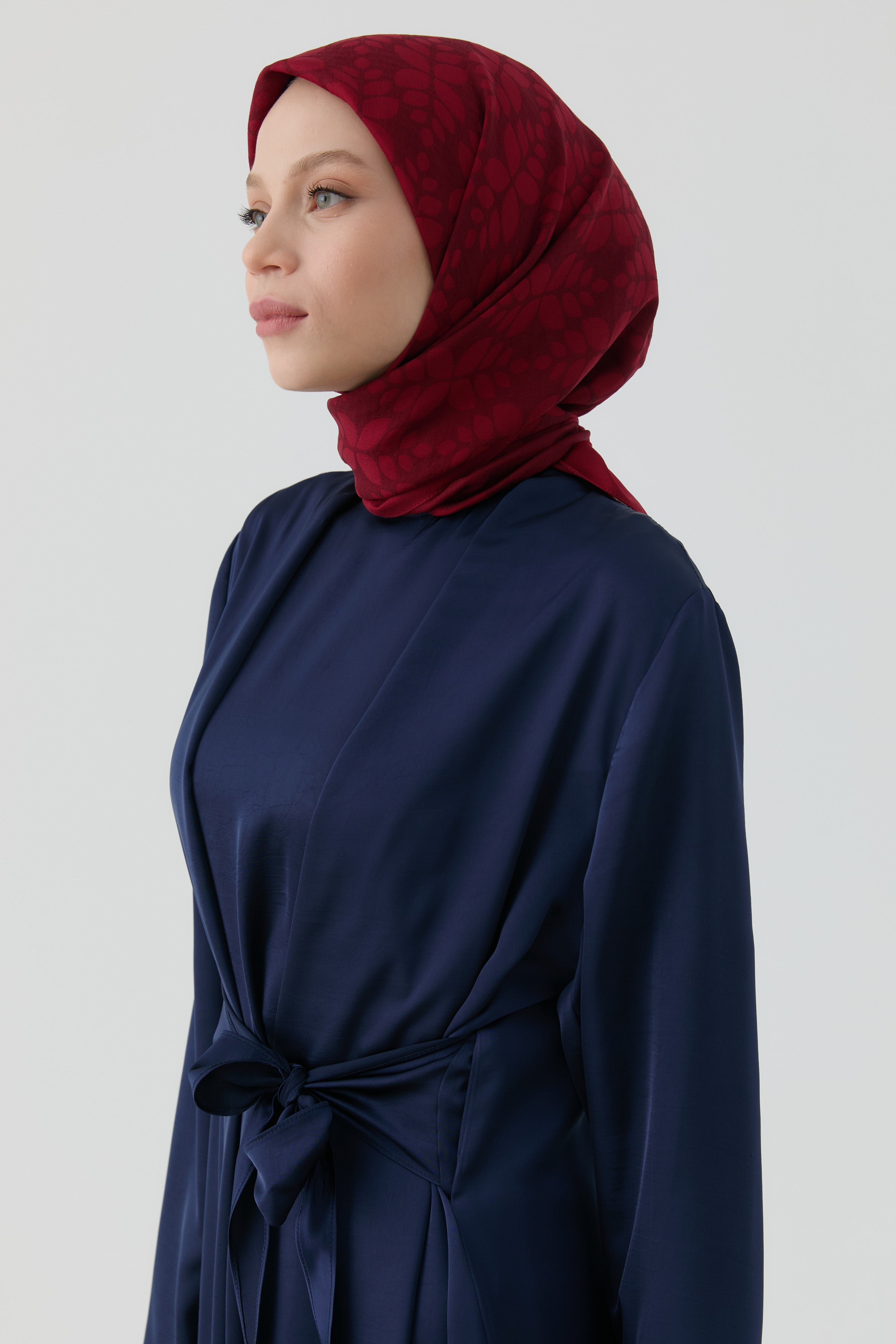 Yaprak Desen Stil Eşarp - Bordo TUGBA