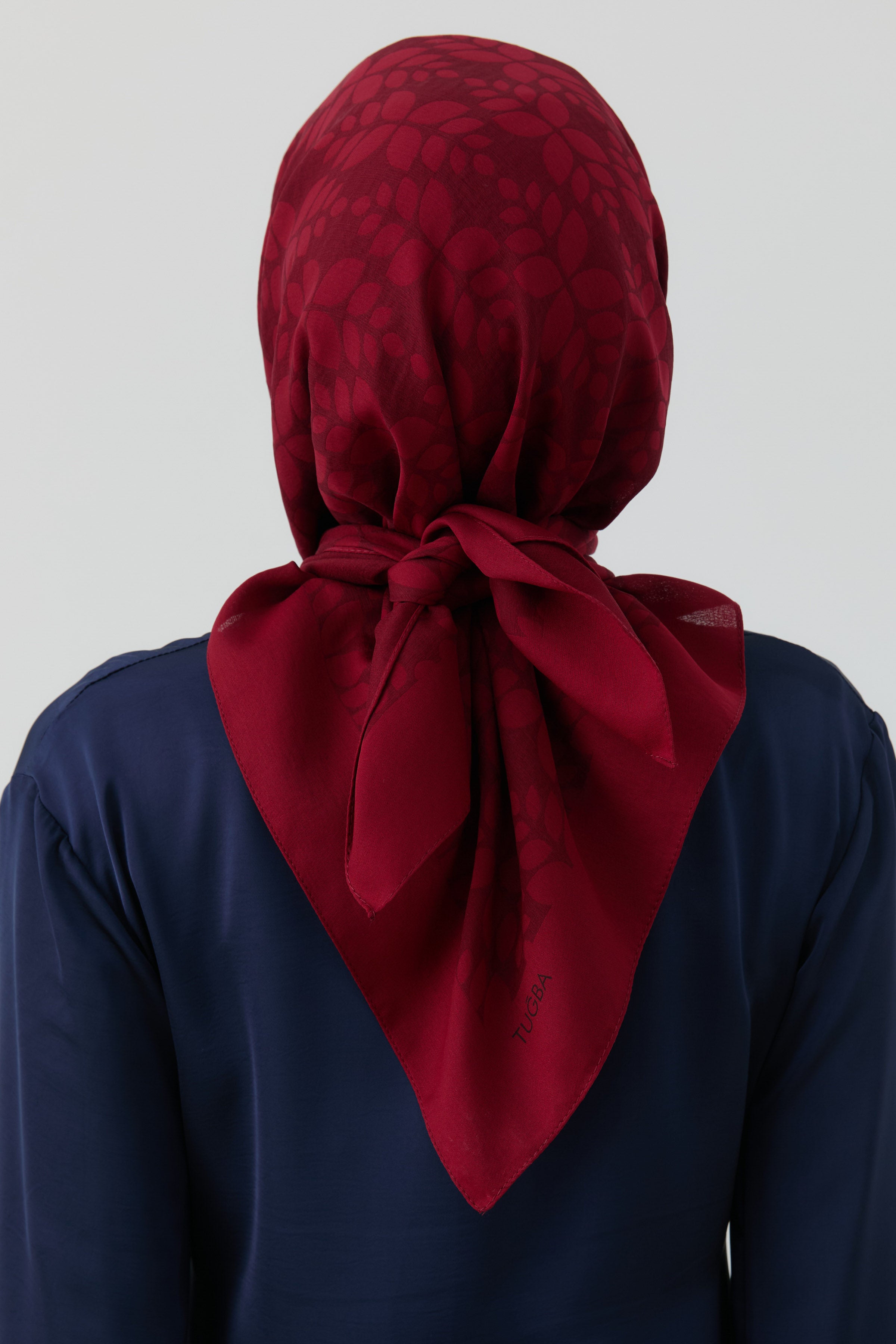 Yaprak Desen Stil Eşarp - Bordo TUGBA