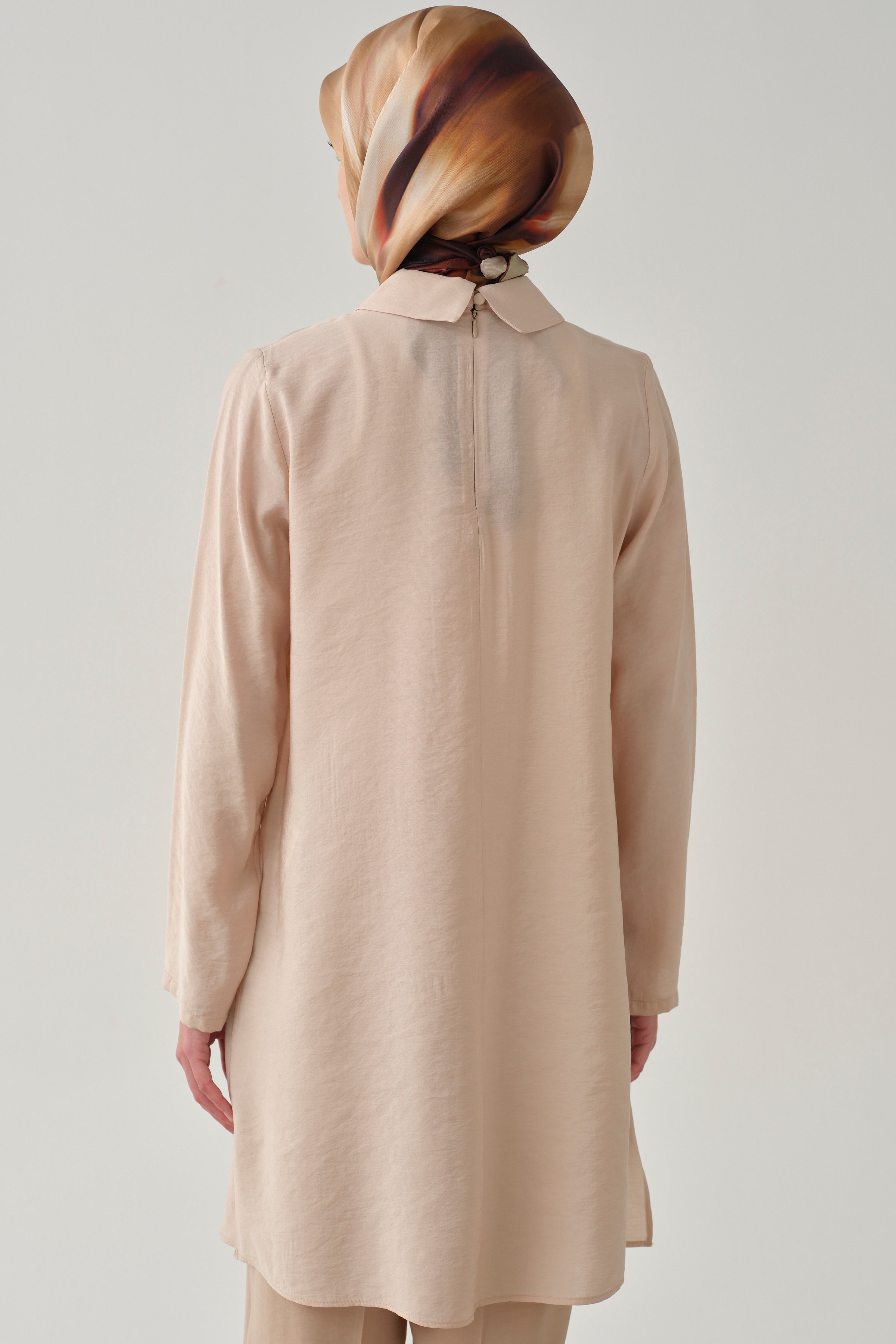 Yarım Pat Detaylı Tunik - Bej TUGBA