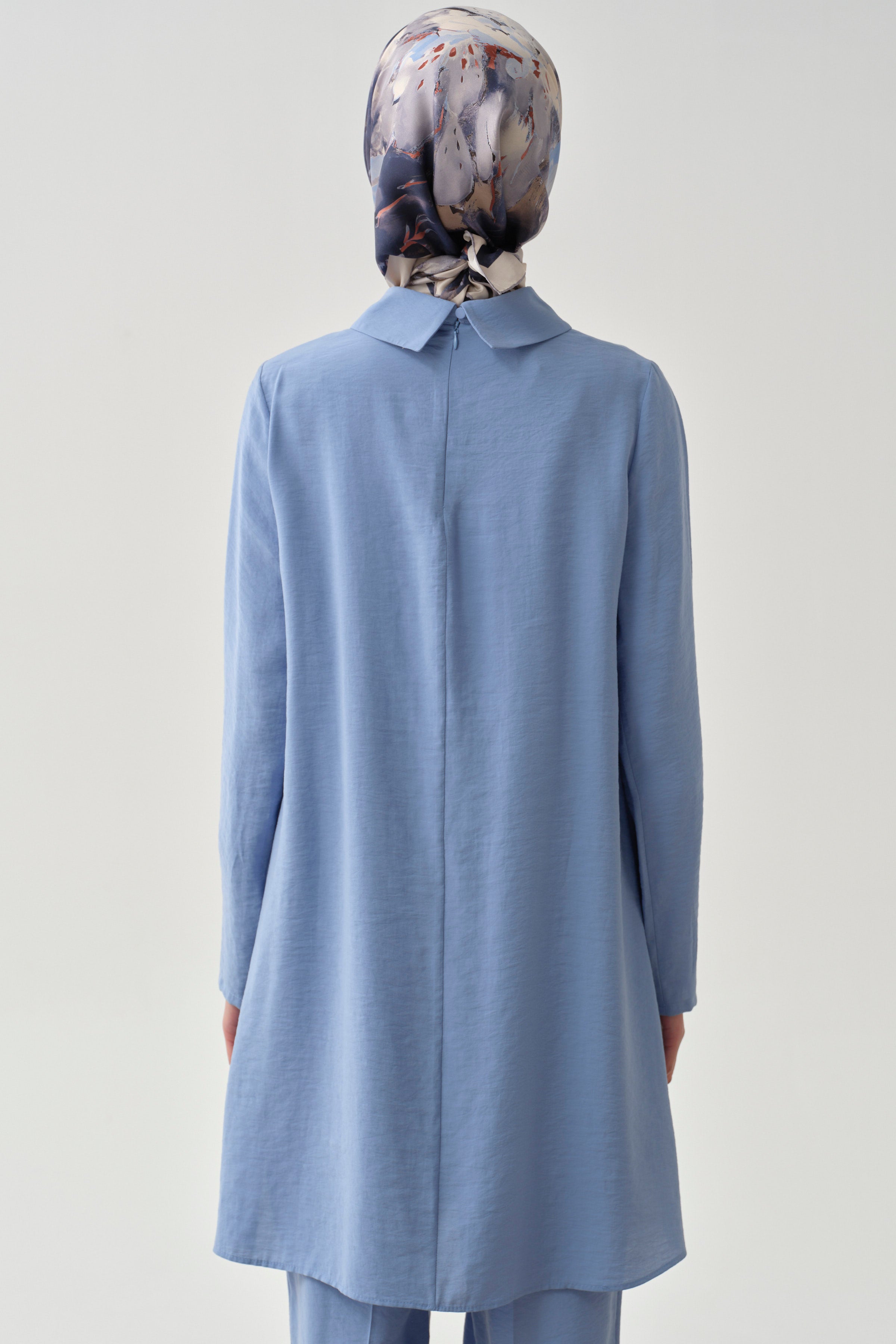 Yarım Pat Detaylı Tunik - Mavi TUGBA