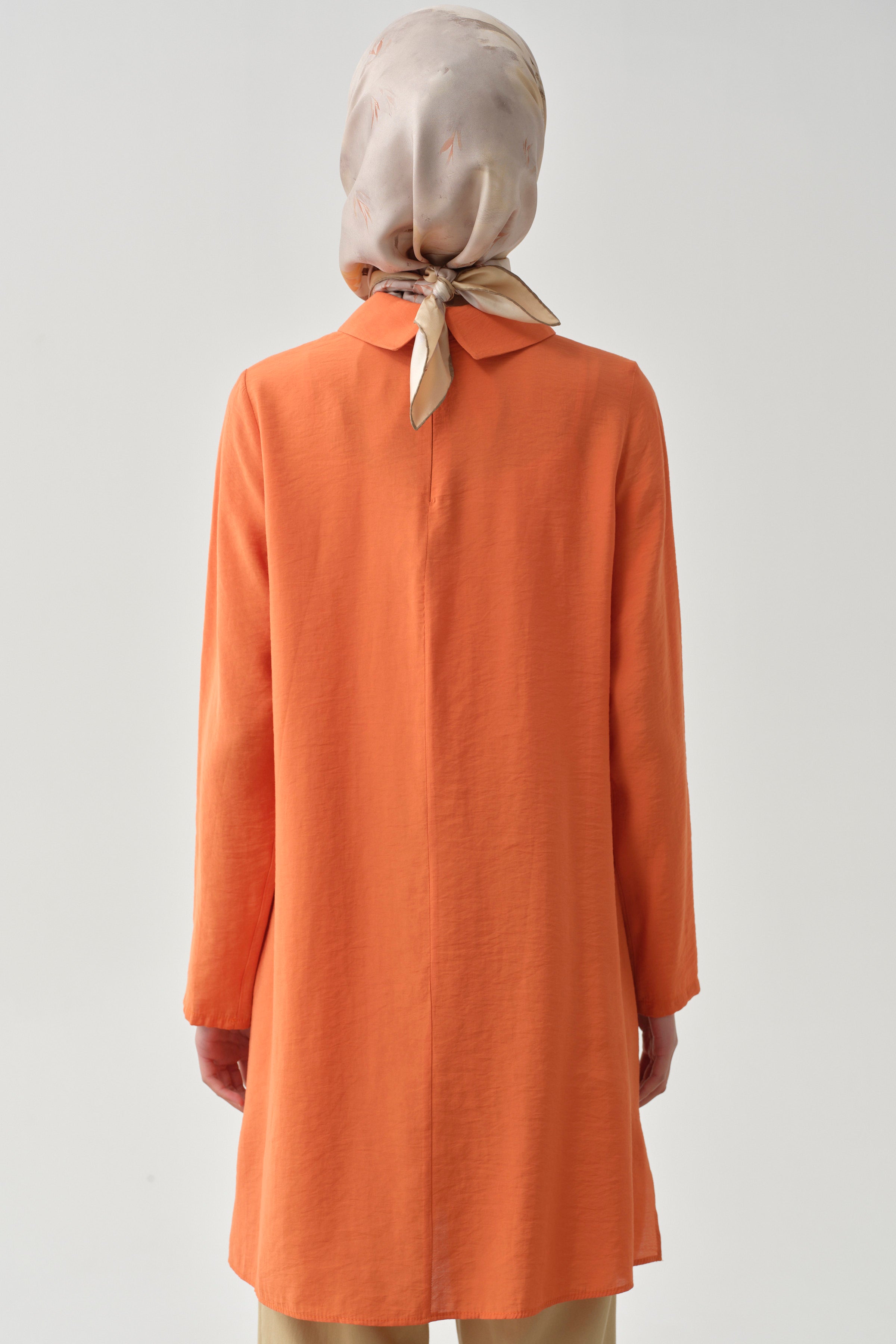 Yarım Pat Detaylı Tunik - Turuncu TUGBA