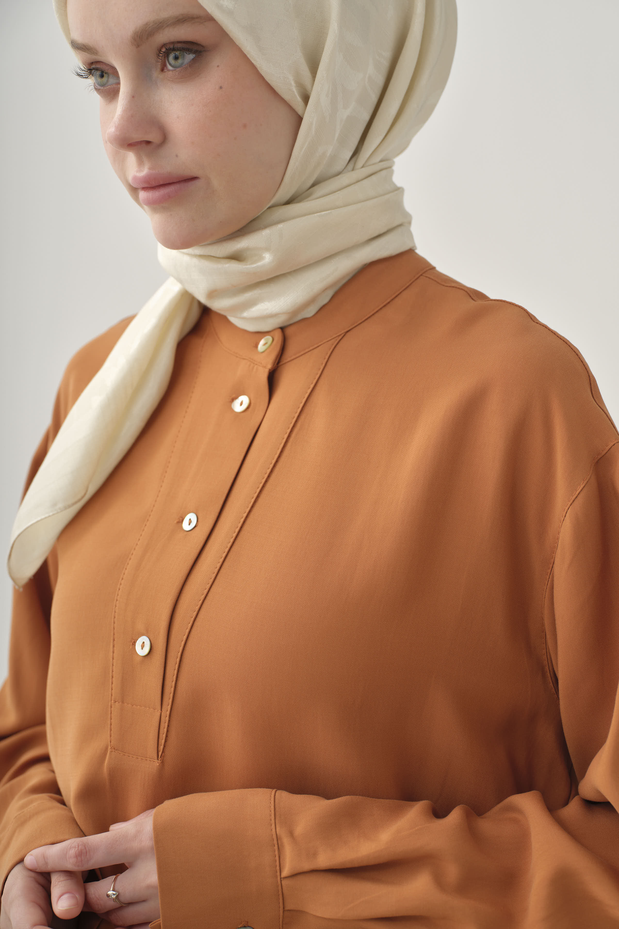 Yarım Patlı Asimetrik Tunik - Tarçın TUGBA