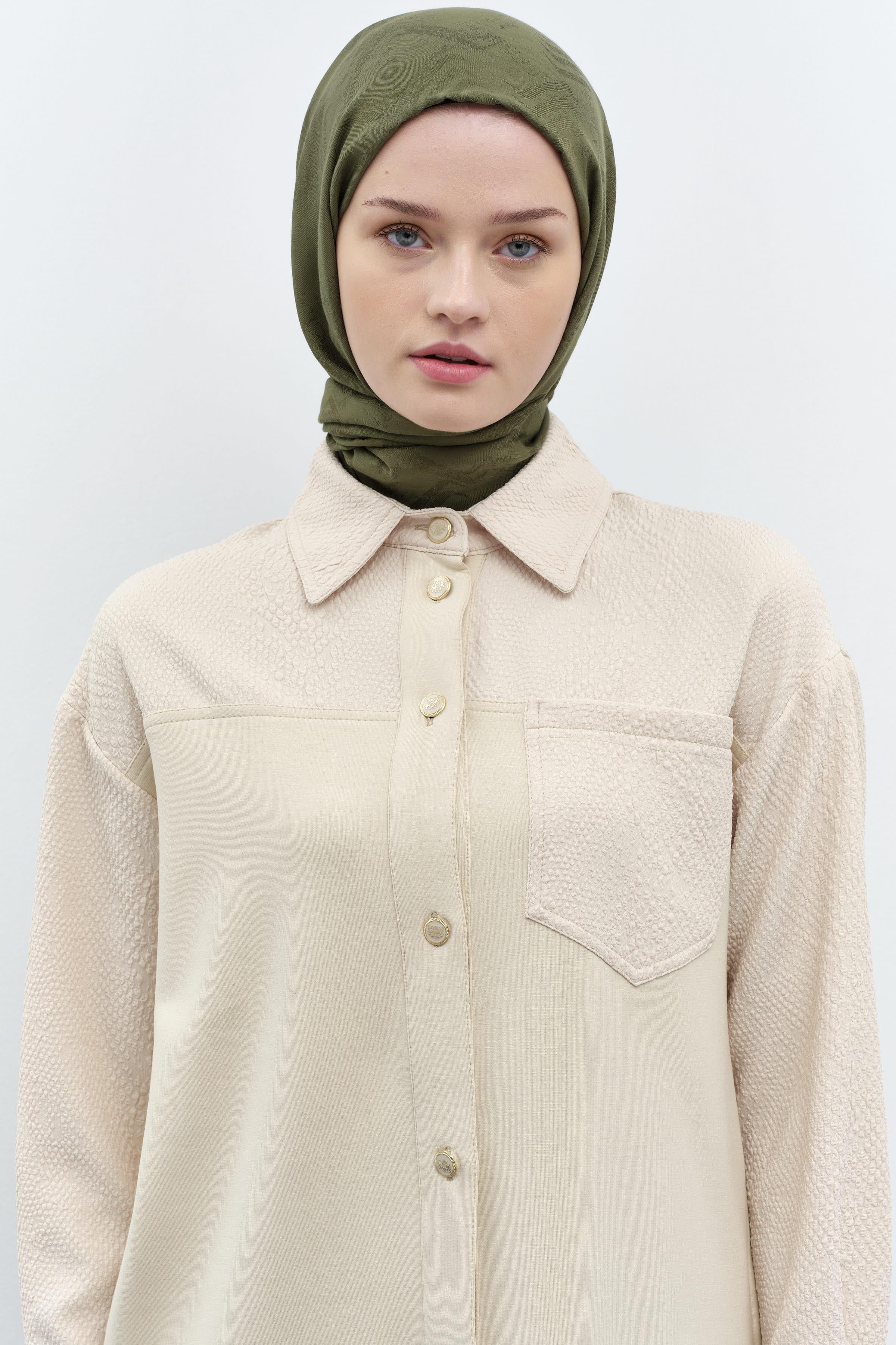 Yılan Desen Cepli Tunik - Ekru TUGBA