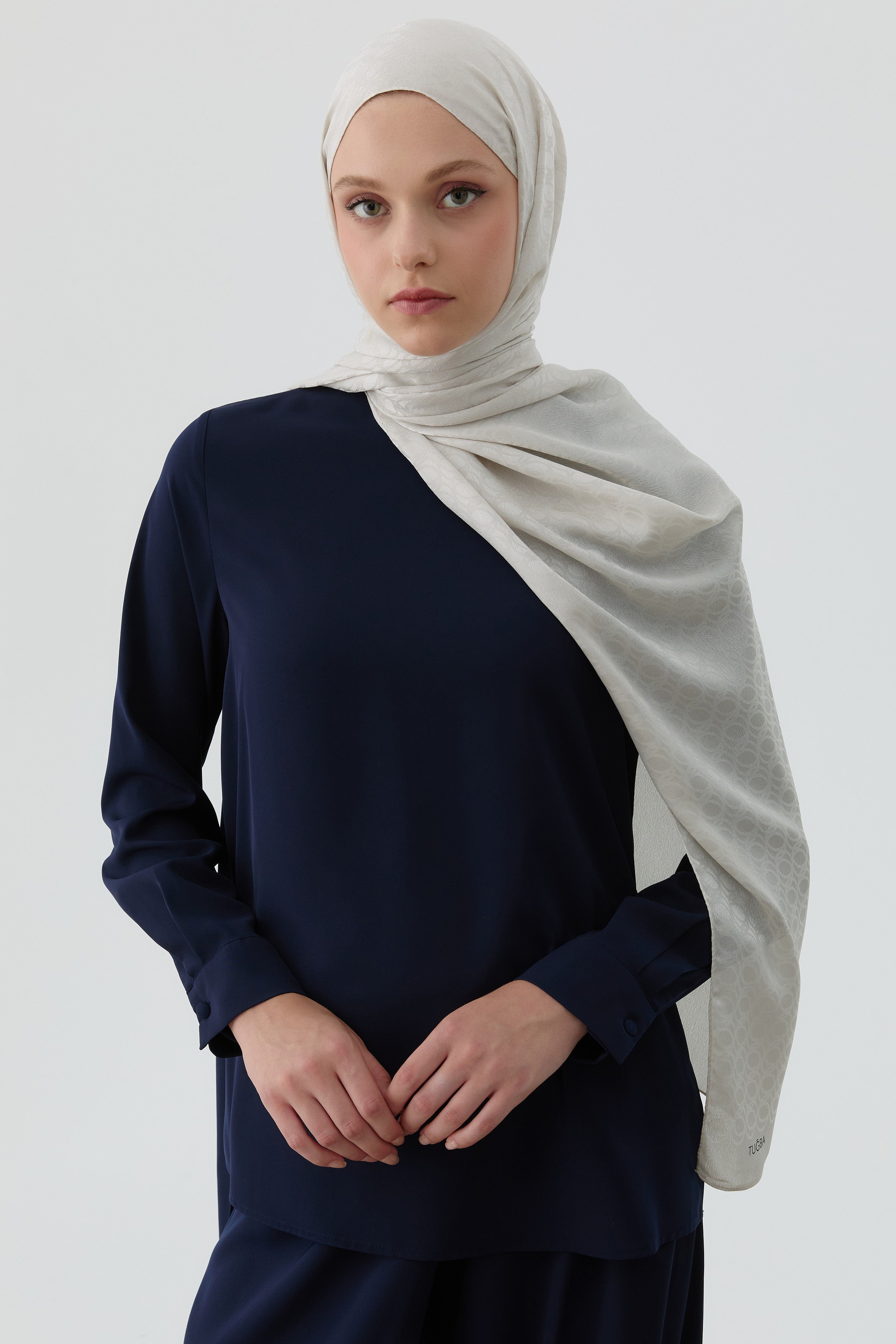 Yırtmaç Detaylı Bluz Tunik - Lacivert TUGBA