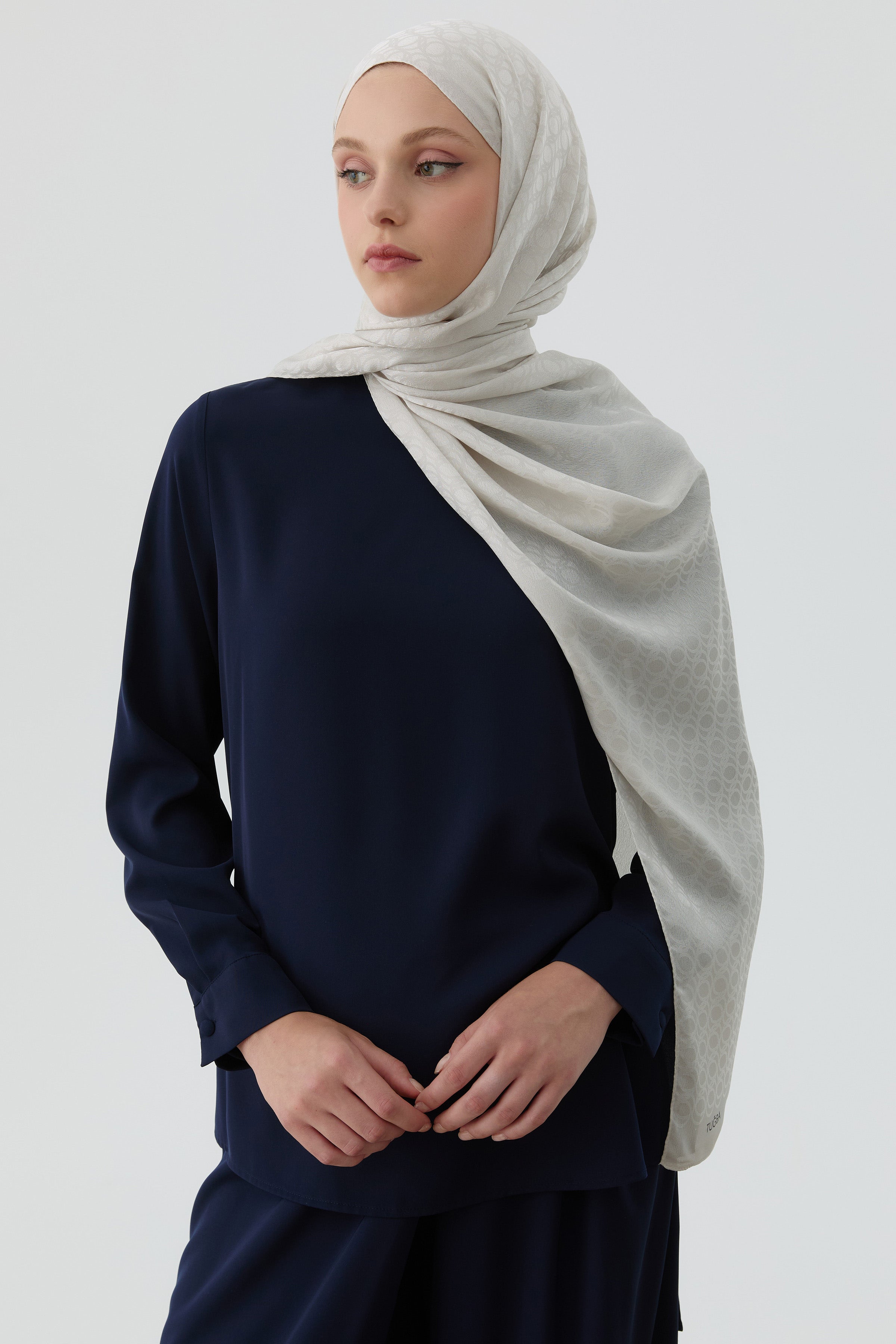 Yırtmaç Detaylı Bluz Tunik - Lacivert TUGBA