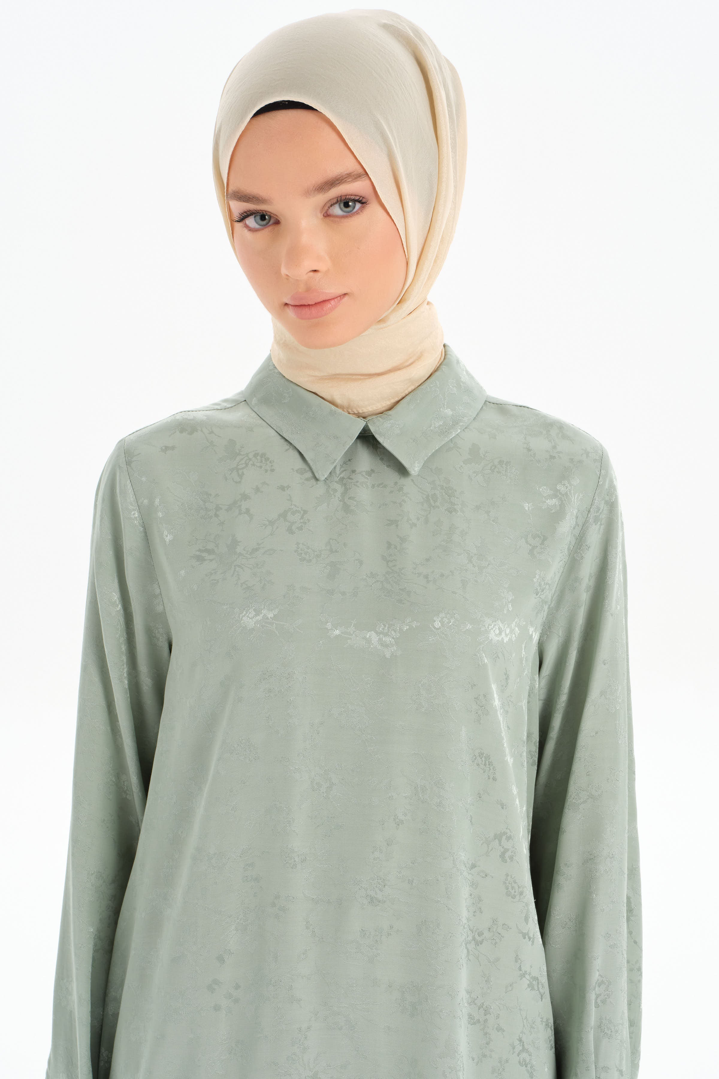 Yırtmacı Düğmeli Tunik - Mint TUGBA