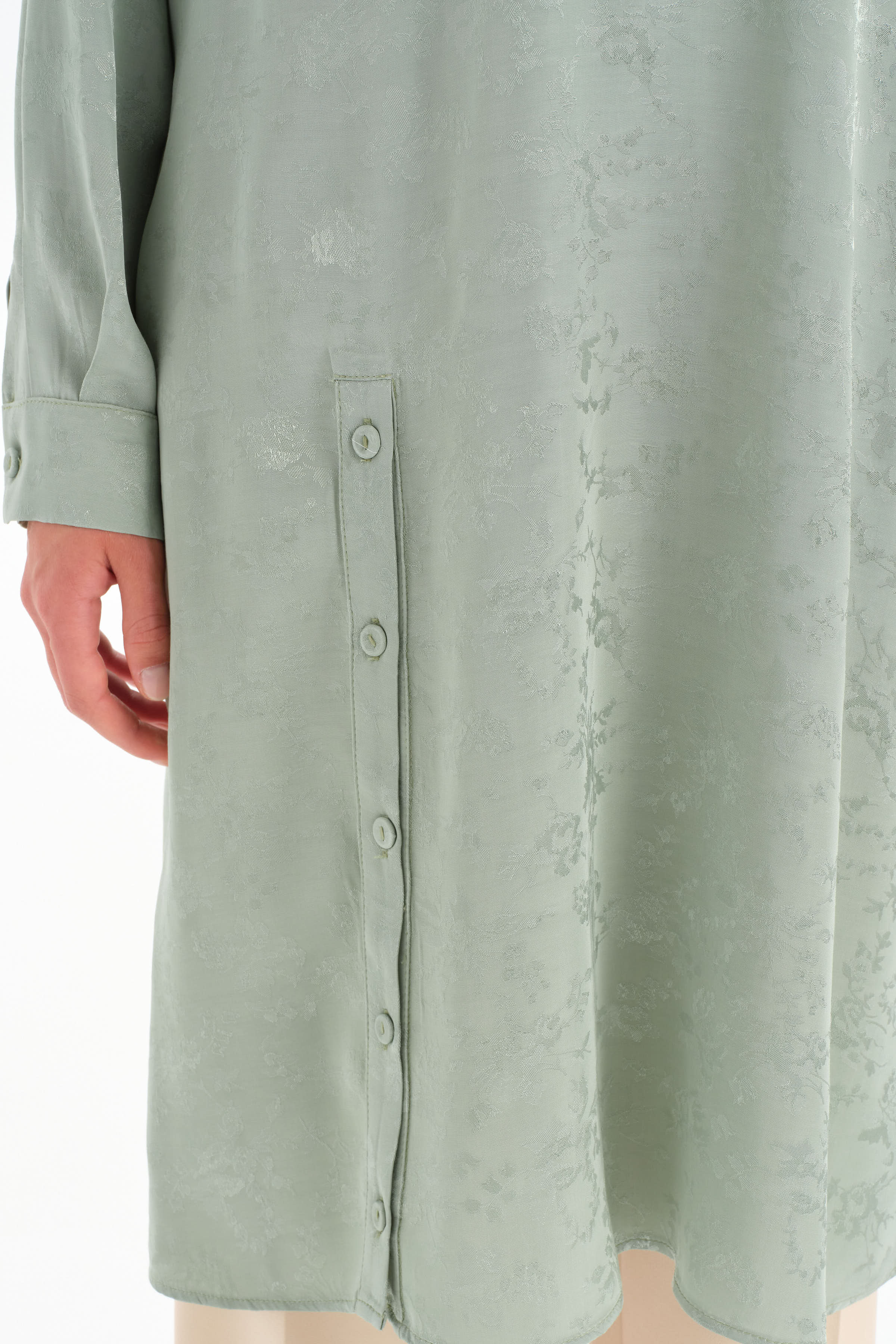 Yırtmacı Düğmeli Tunik - Mint TUGBA