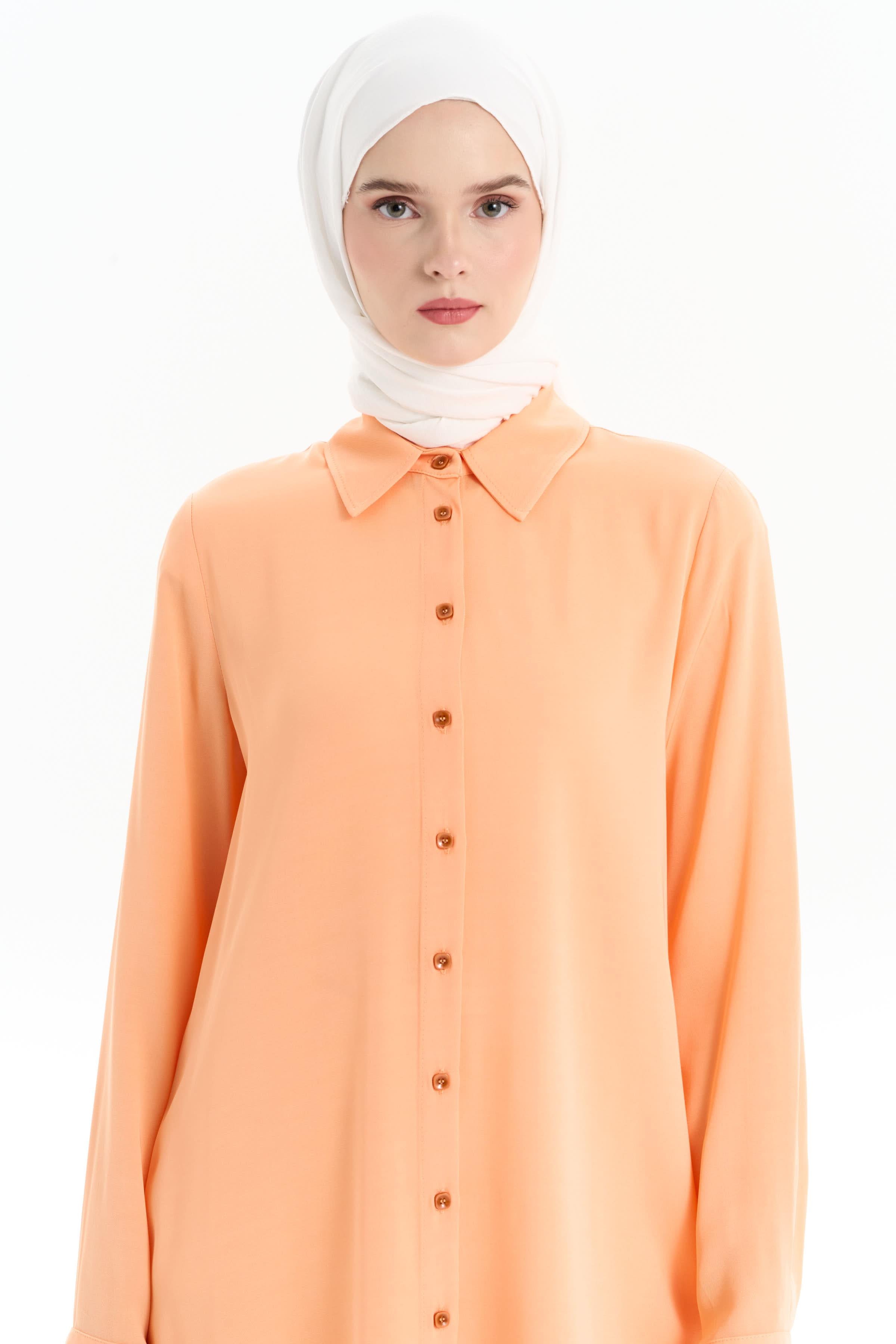 Yırtmaçlı Düğme Kapamalı Tunik - Somon TUGBA