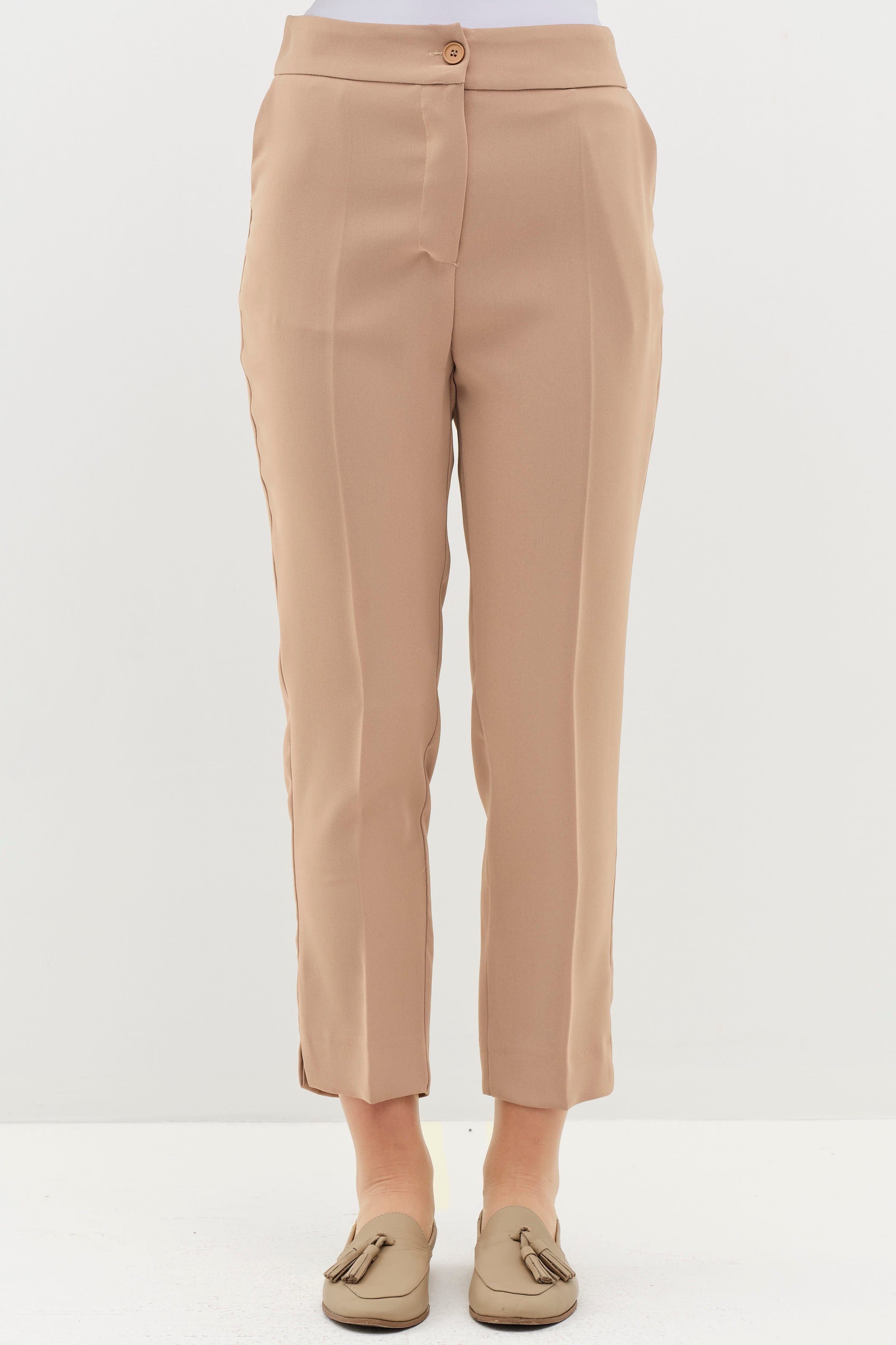 Yüksek Bel Basic Pantolon - Bej TUGBA