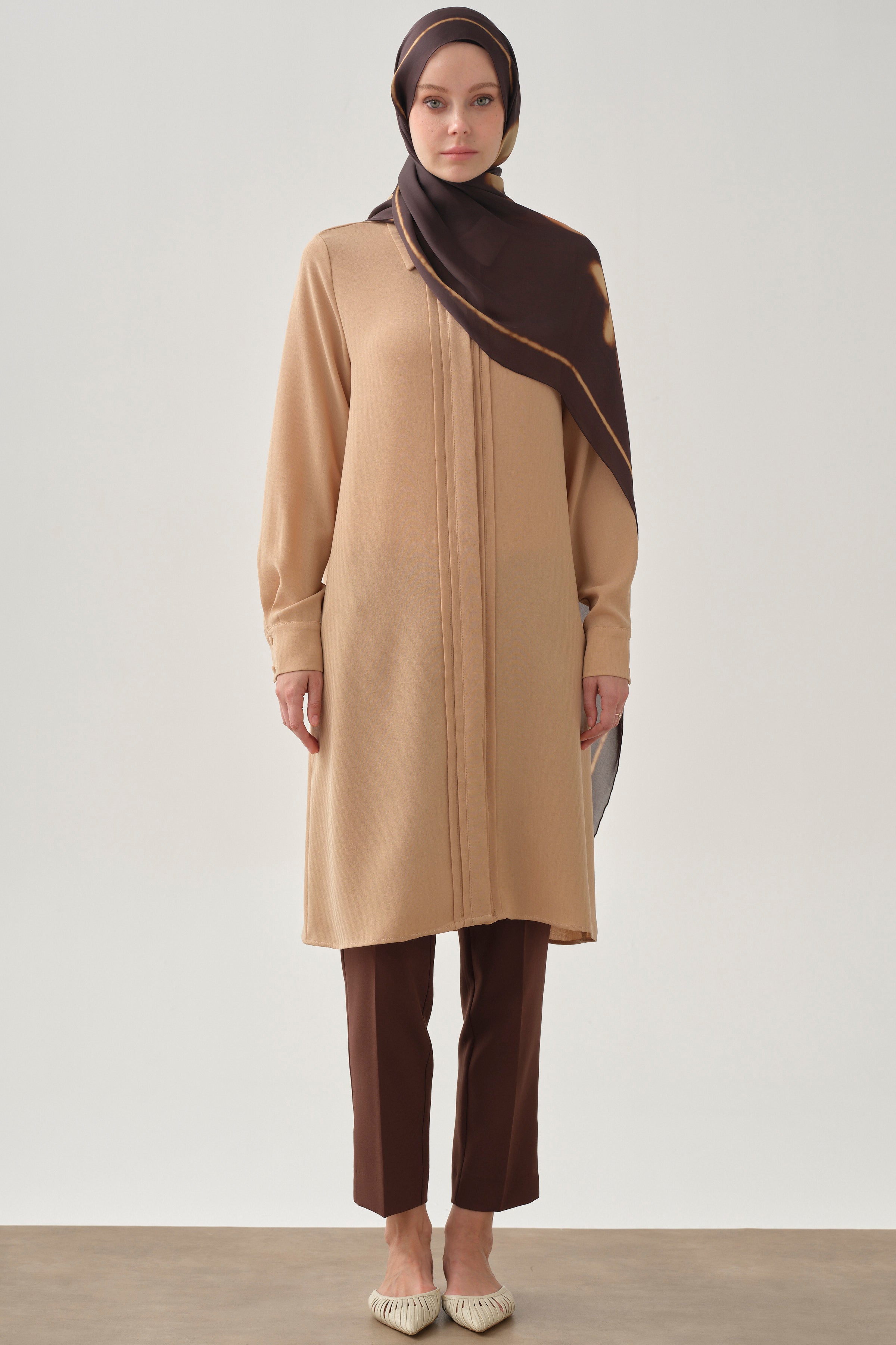 Yüksek Bel Basic Pantolon - Kahve TUGBA