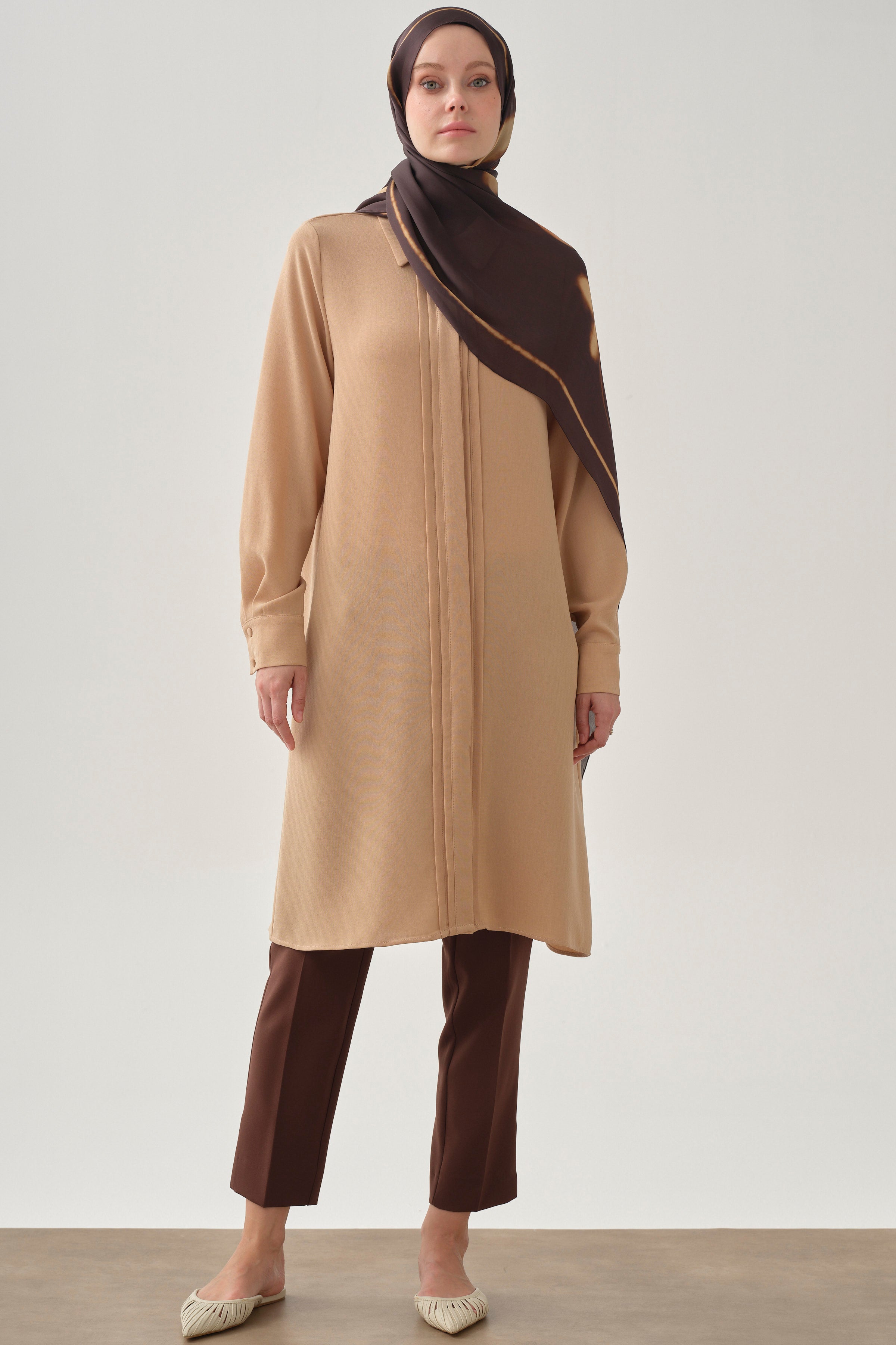 Yüksek Bel Basic Pantolon - Kahve TUGBA