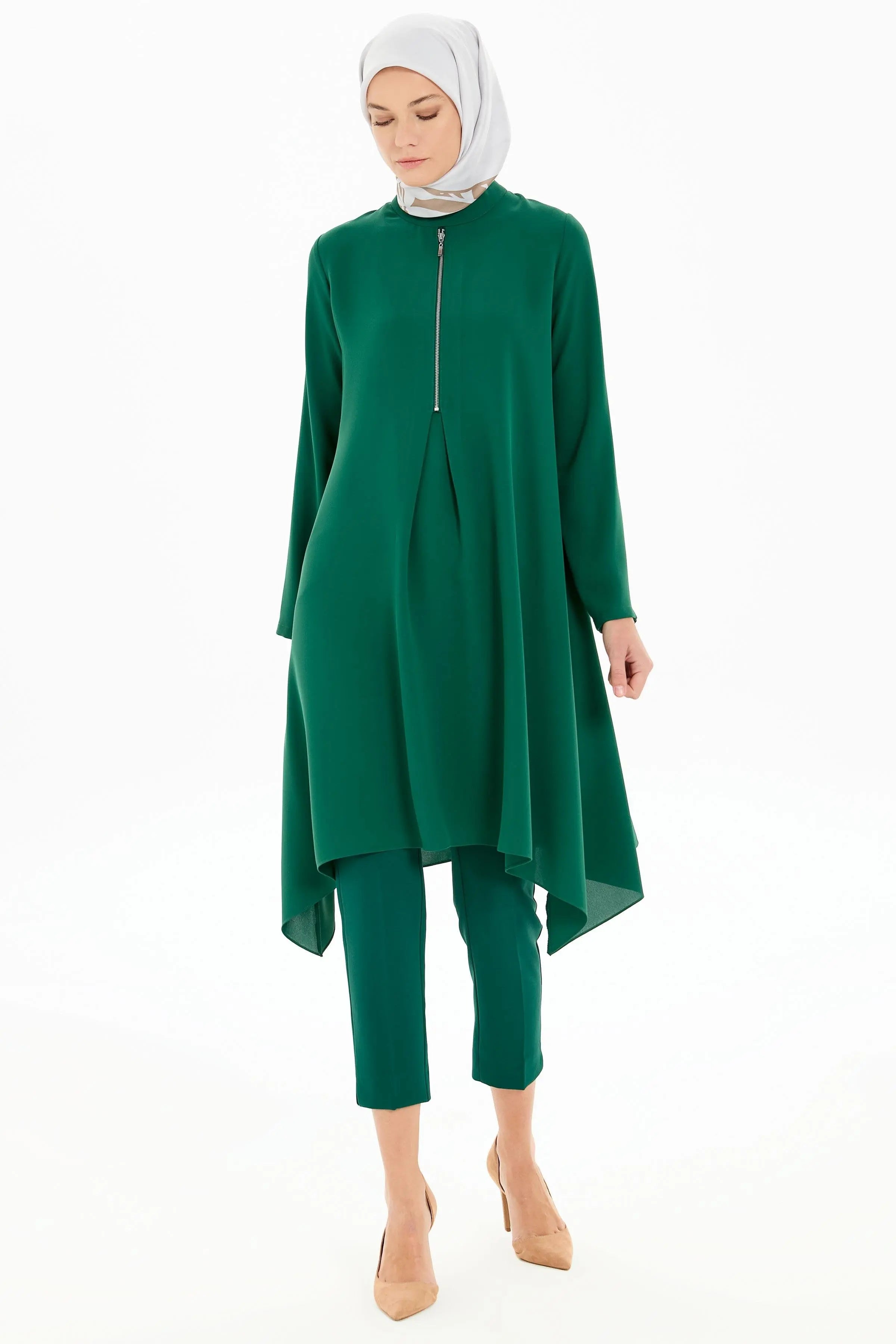 Yüksek Bel Basic Pantolon - Yeşil TUGBA