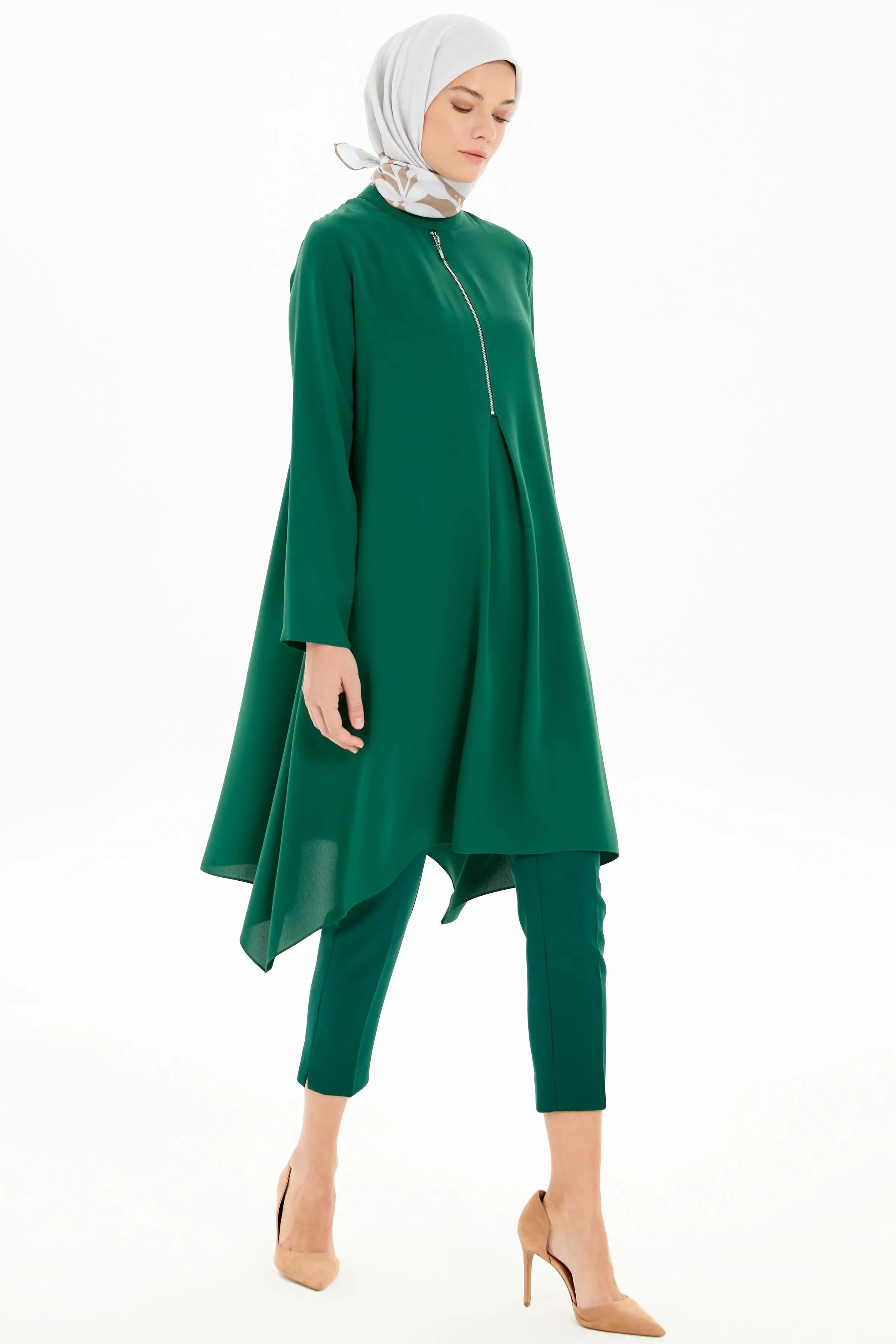 Yüksek Bel Basic Pantolon - Yeşil TUGBA