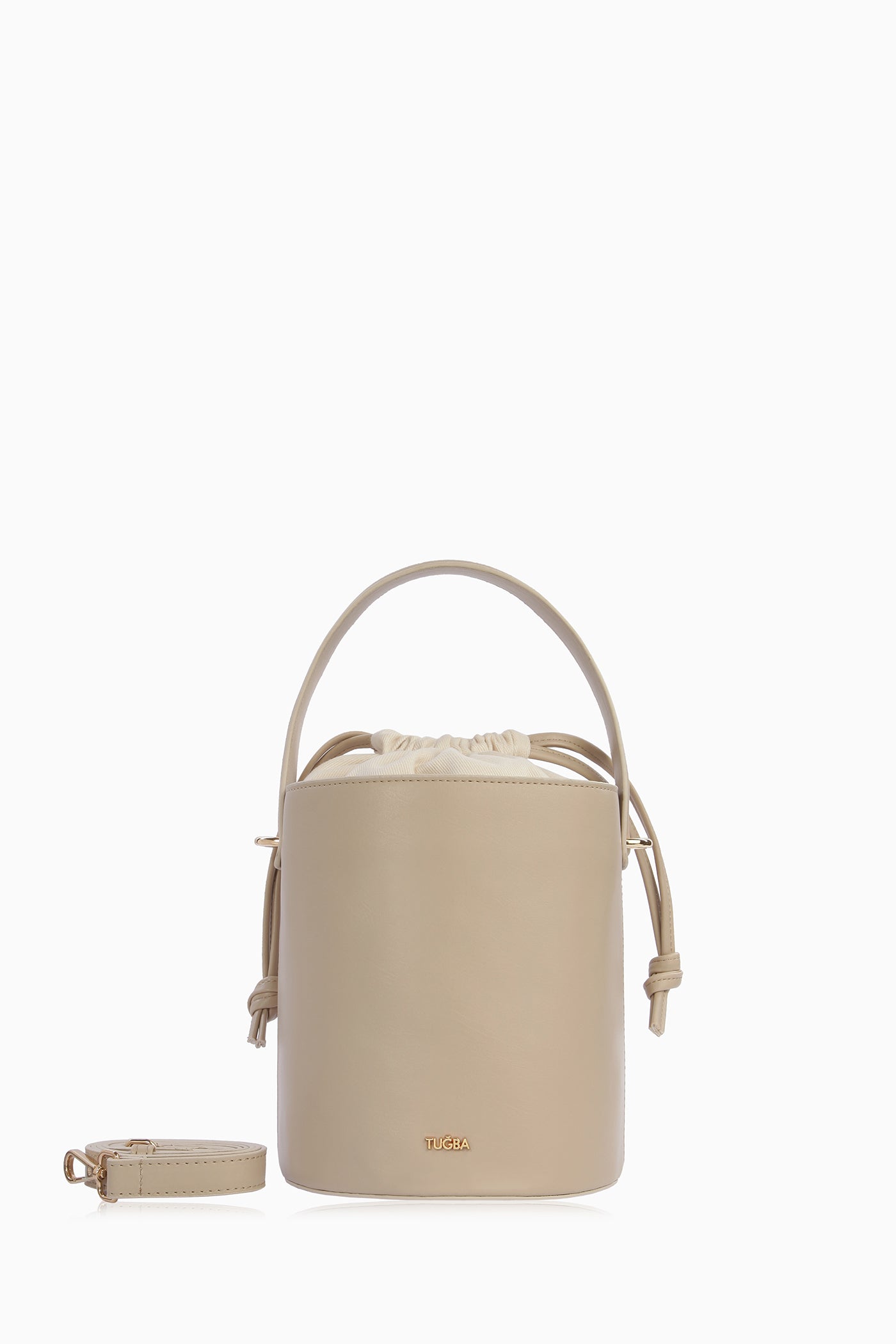 Yuvarlak Kova Çanta - Vizon TUGBA