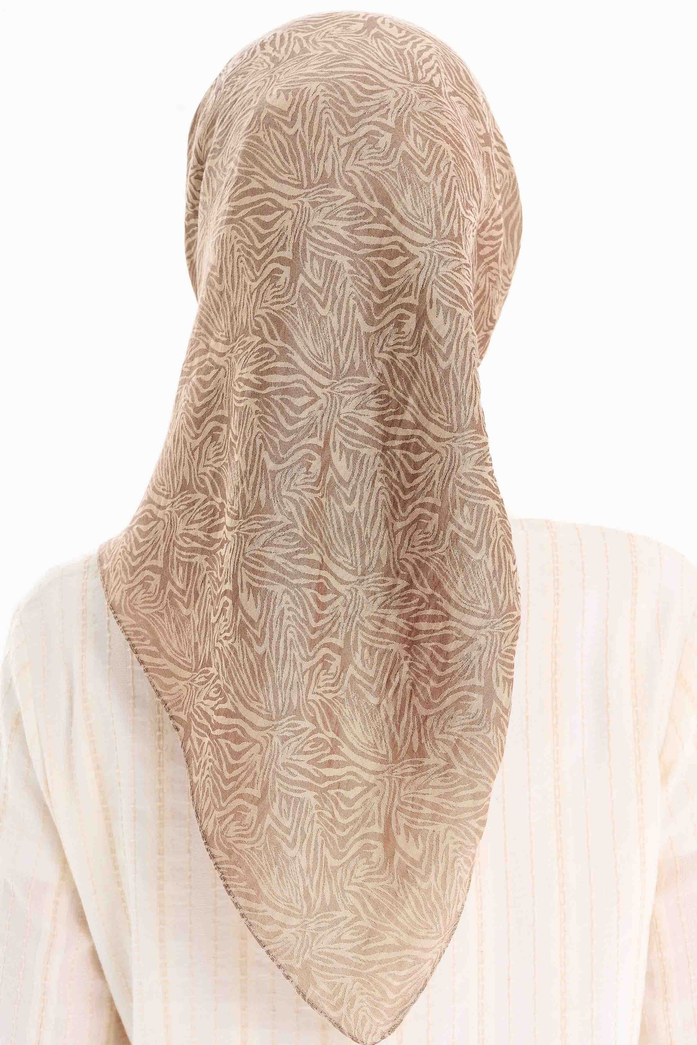 Zebra Desen Viskon Eşarp - Bej TUGBA