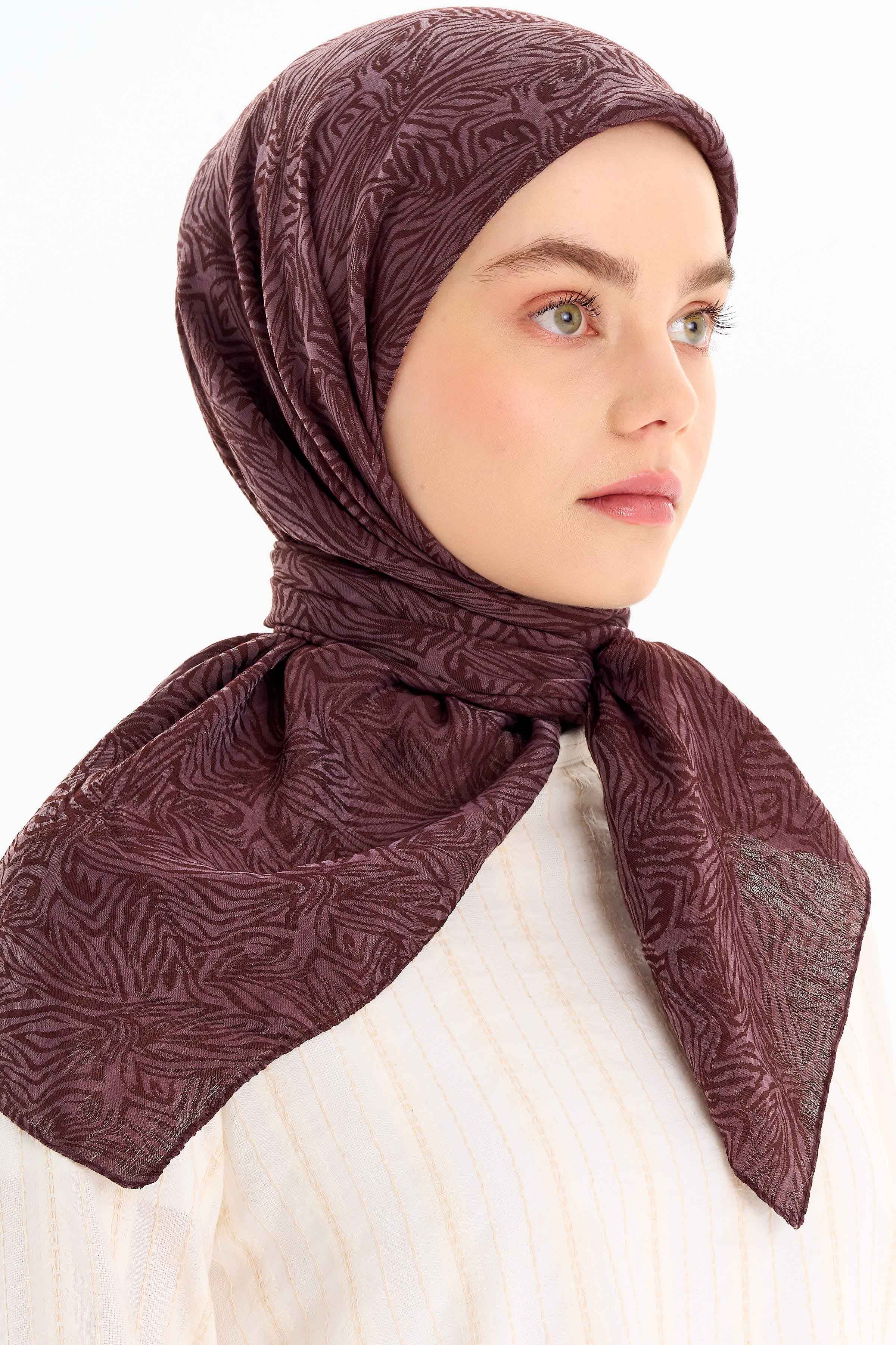 Zebra Desen Viskon Eşarp - Kahve TUGBA