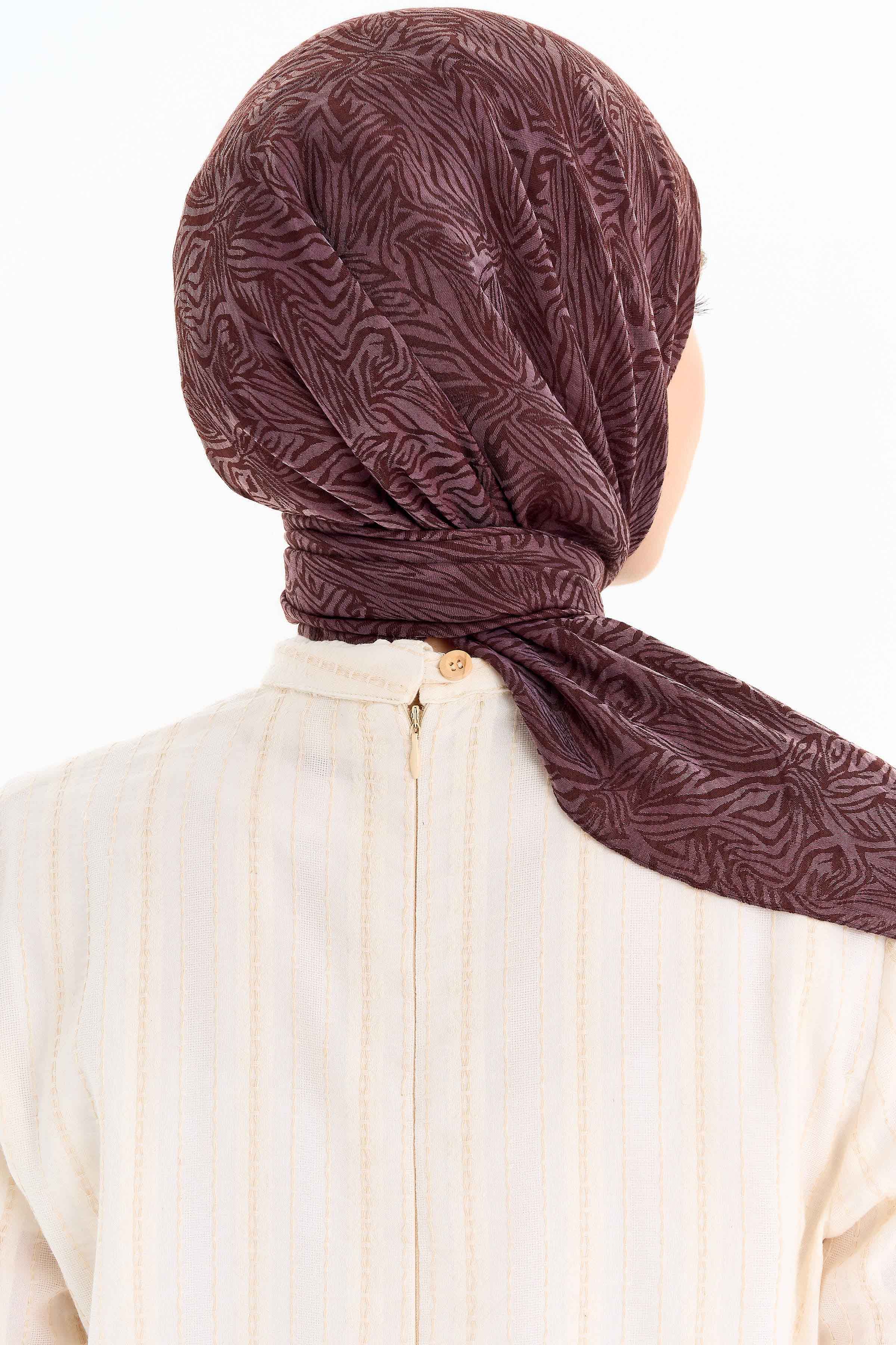 Zebra Desen Viskon Eşarp - Kahve TUGBA