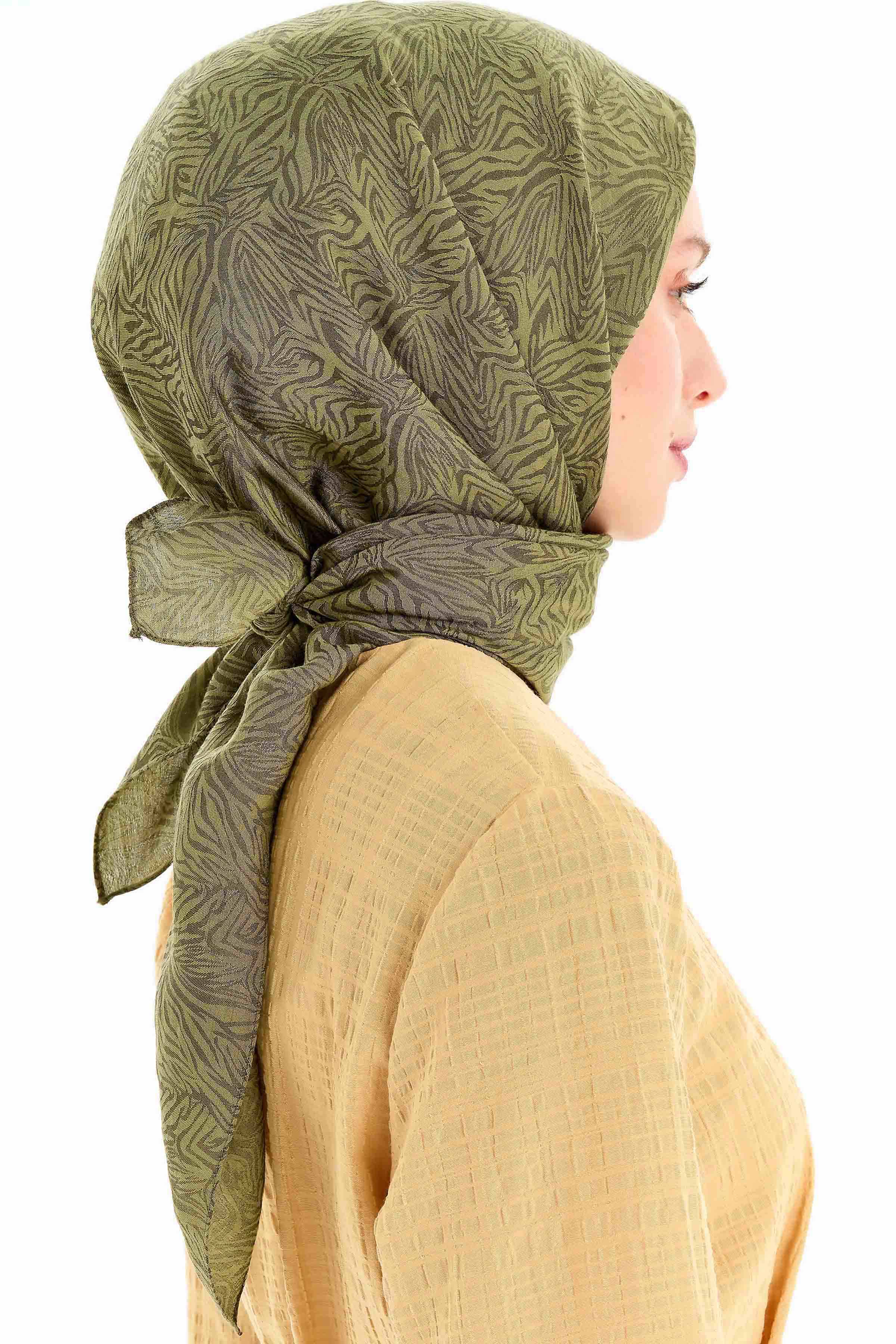 Zebra Desen Viskon Eşarp - Yeşil TUGBA