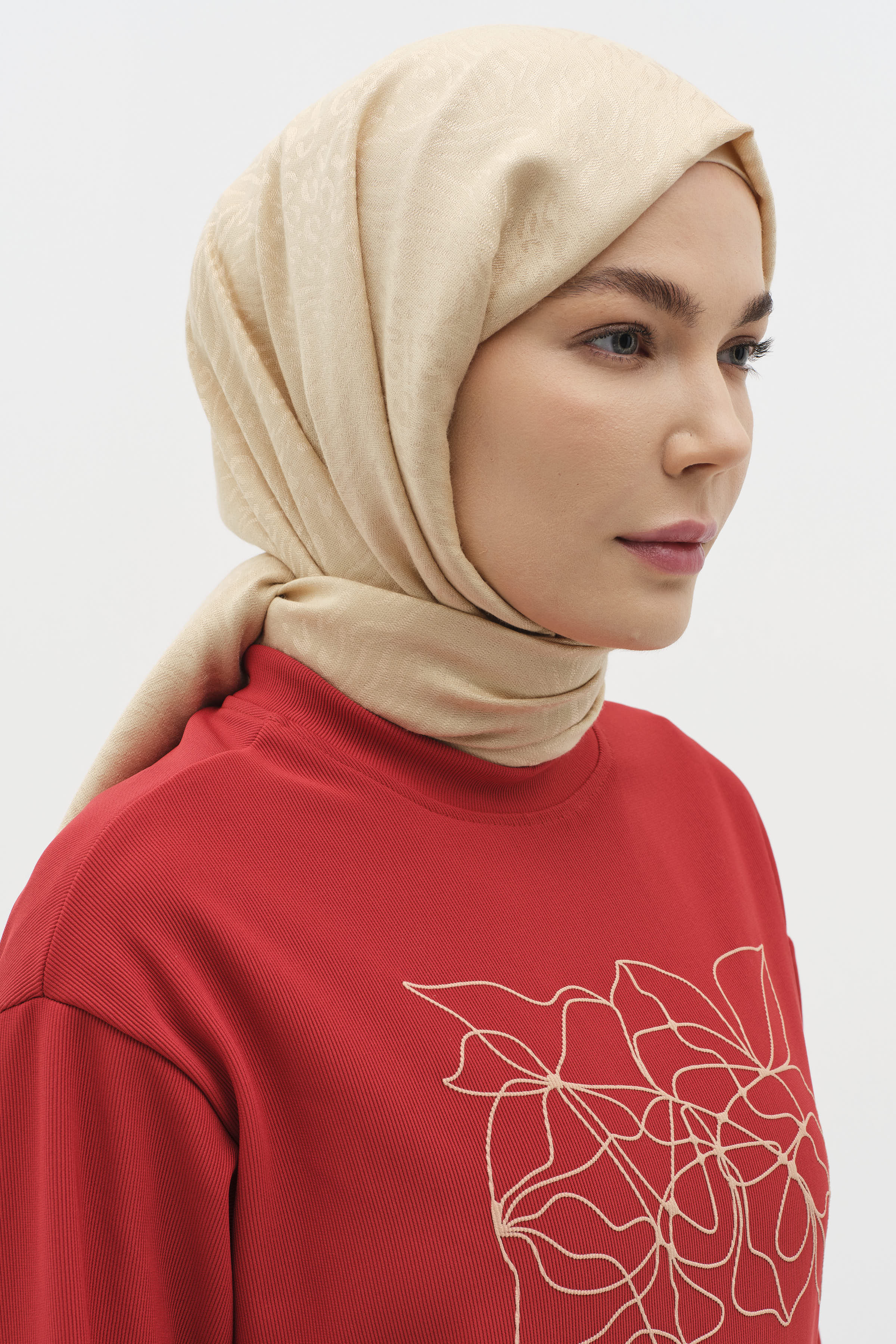 Zebra Desen Viskon Şal - Bej TUGBA