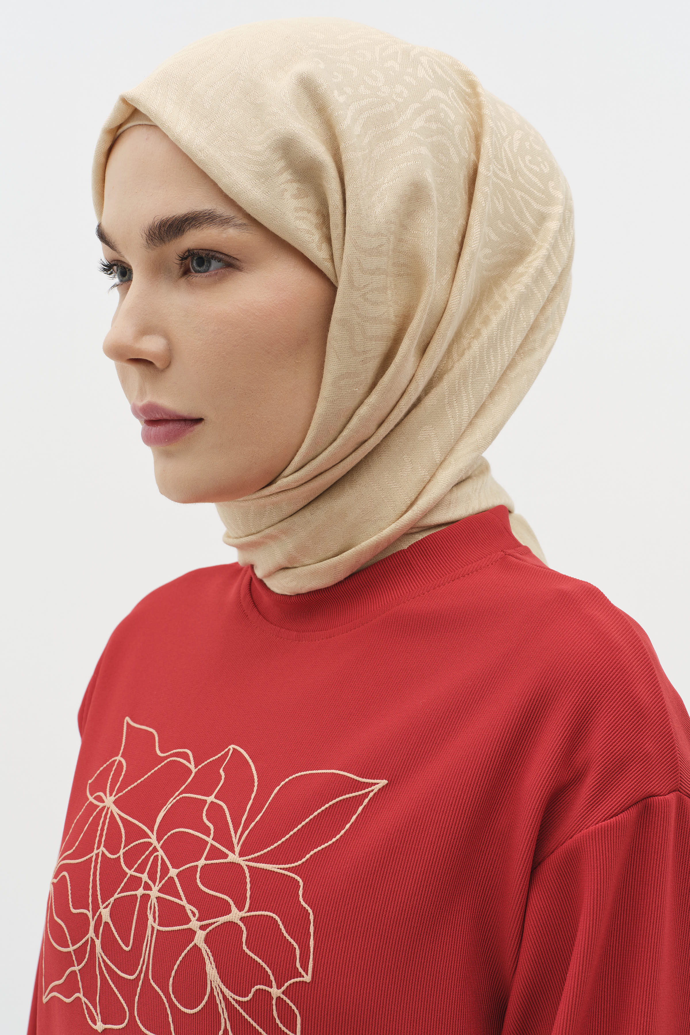 Zebra Desen Viskon Şal - Bej TUGBA