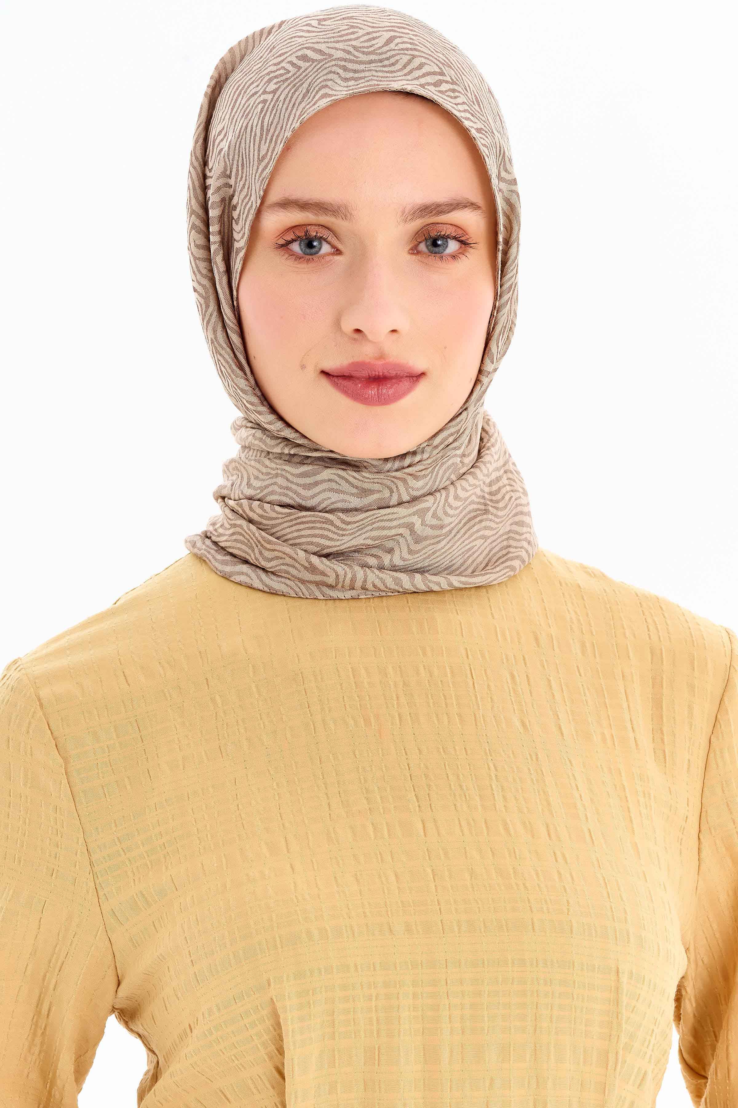 Zebra Desen Viskon Şal - Bej TUGBA