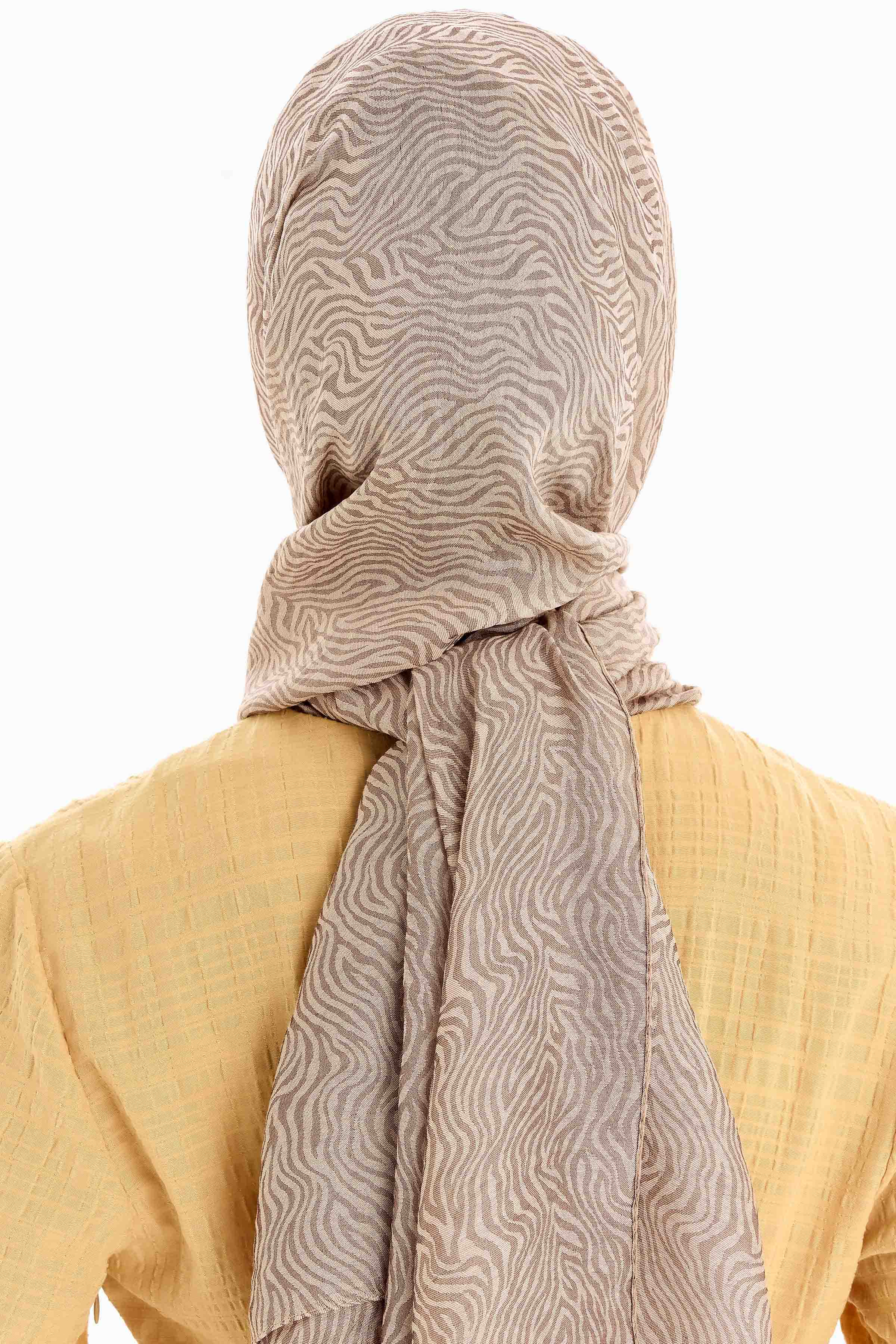 Zebra Desen Viskon Şal - Bej TUGBA