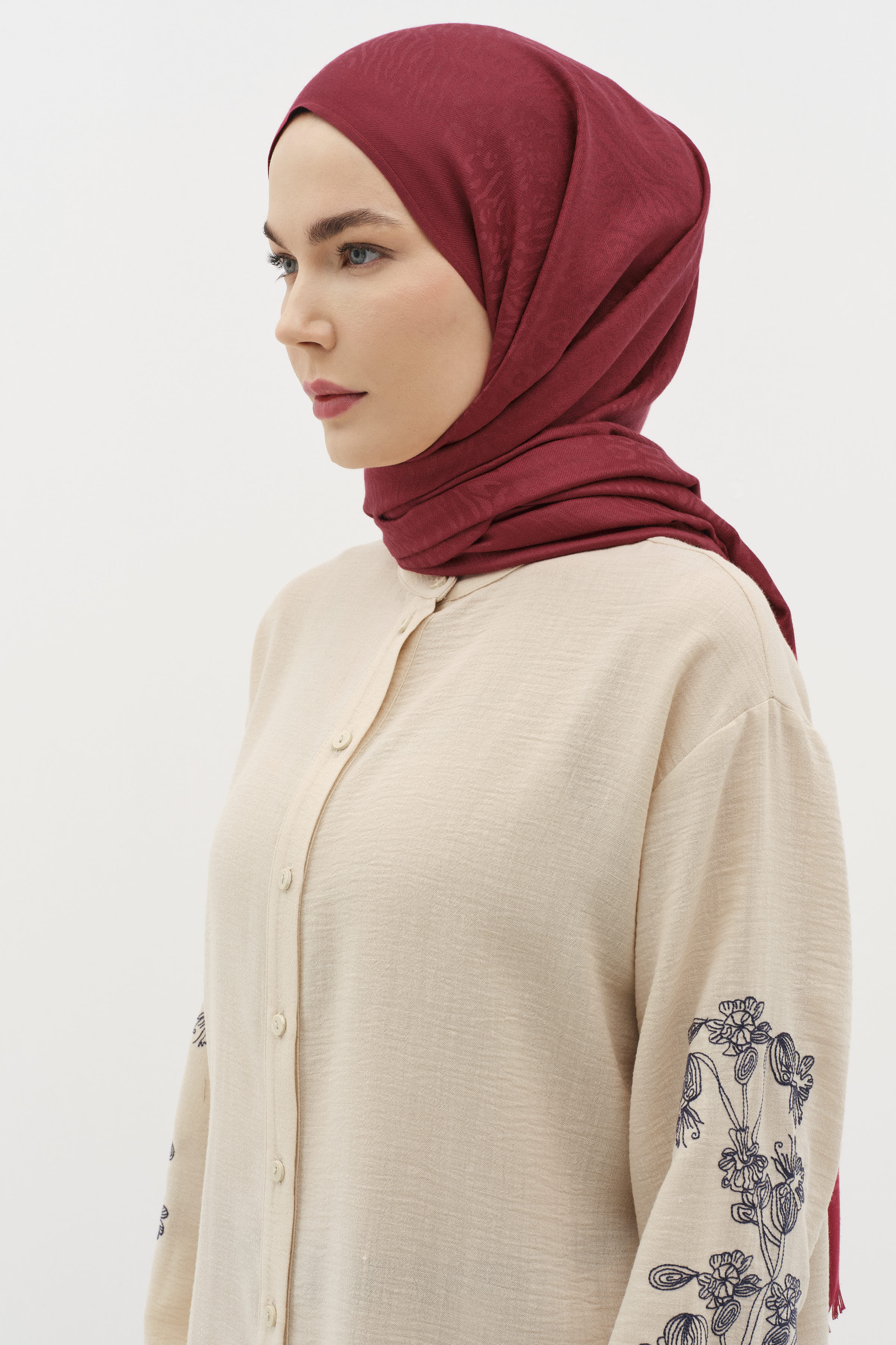 Zebra Desen Viskon Şal - Bordo TUGBA