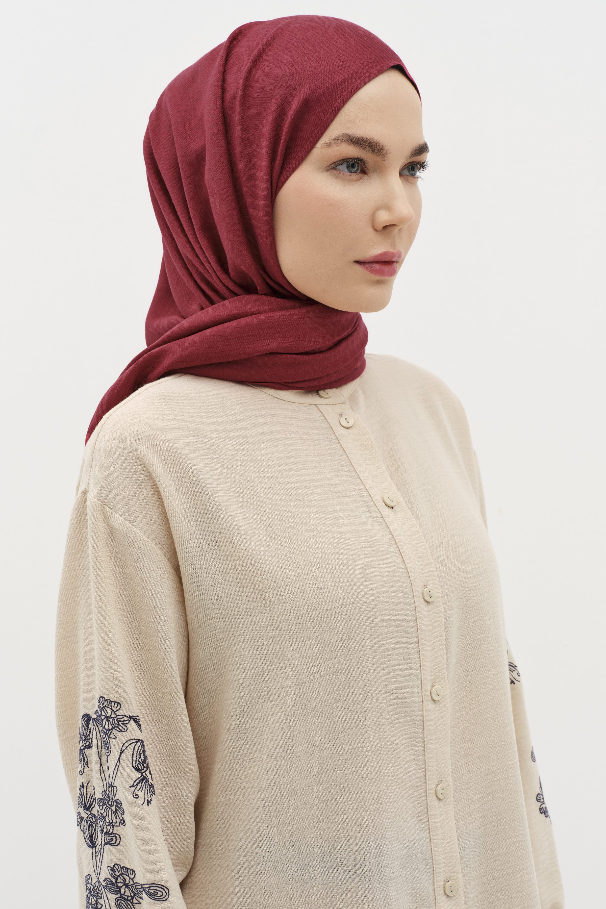 Zebra Desen Viskon Şal - Bordo TUGBA