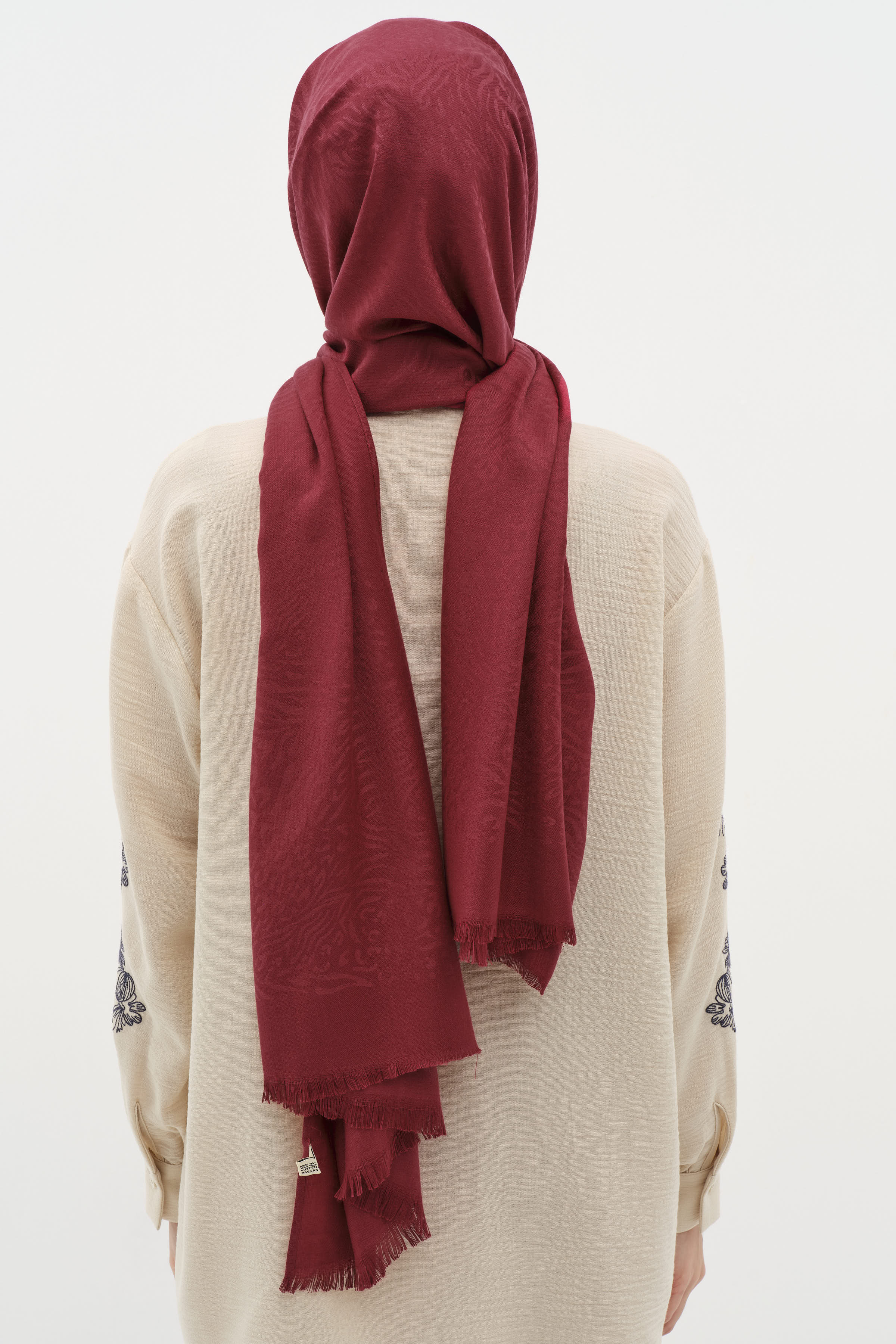 Zebra Desen Viskon Şal - Bordo TUGBA