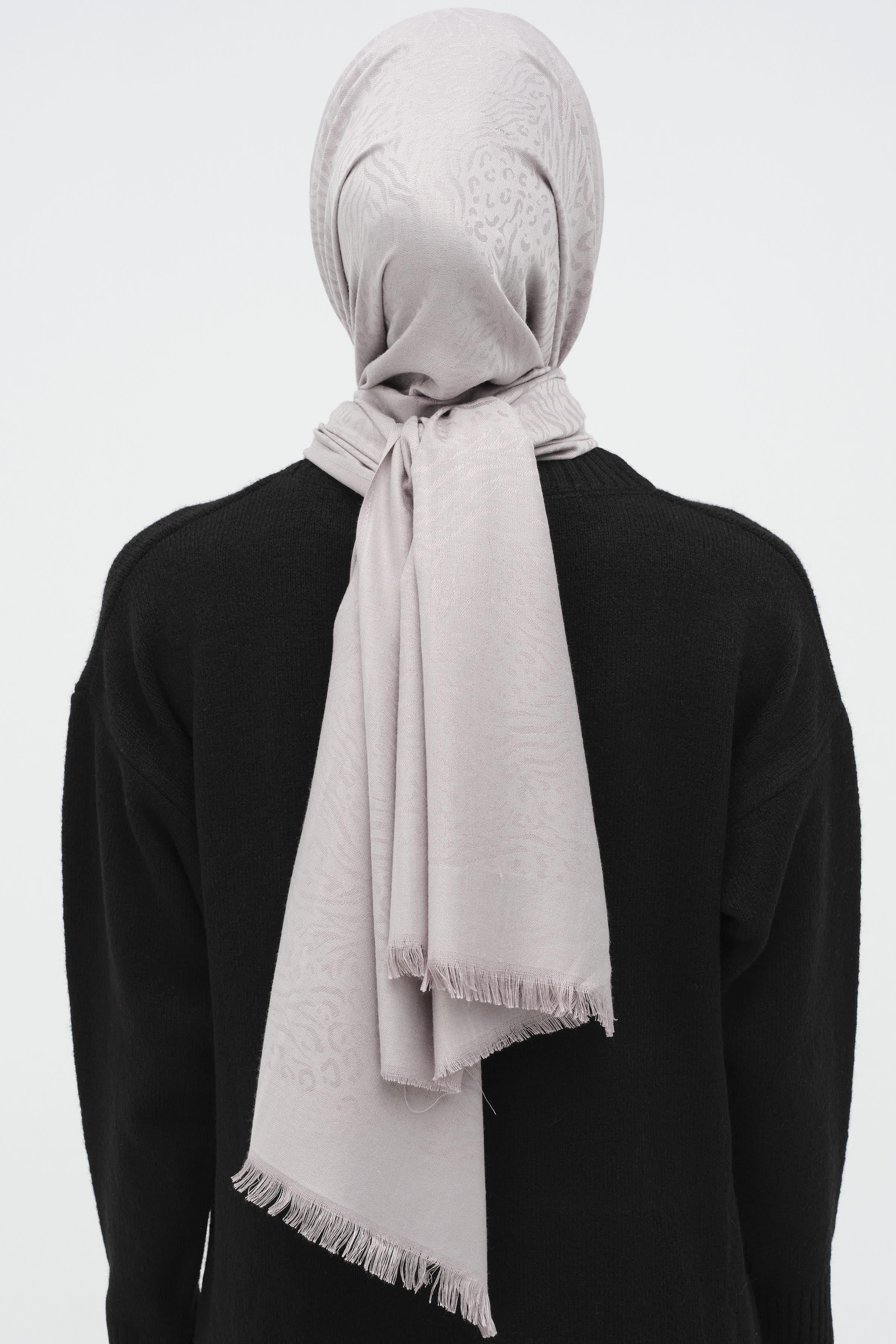 Zebra Desen Viskon Şal - Gri TUGBA