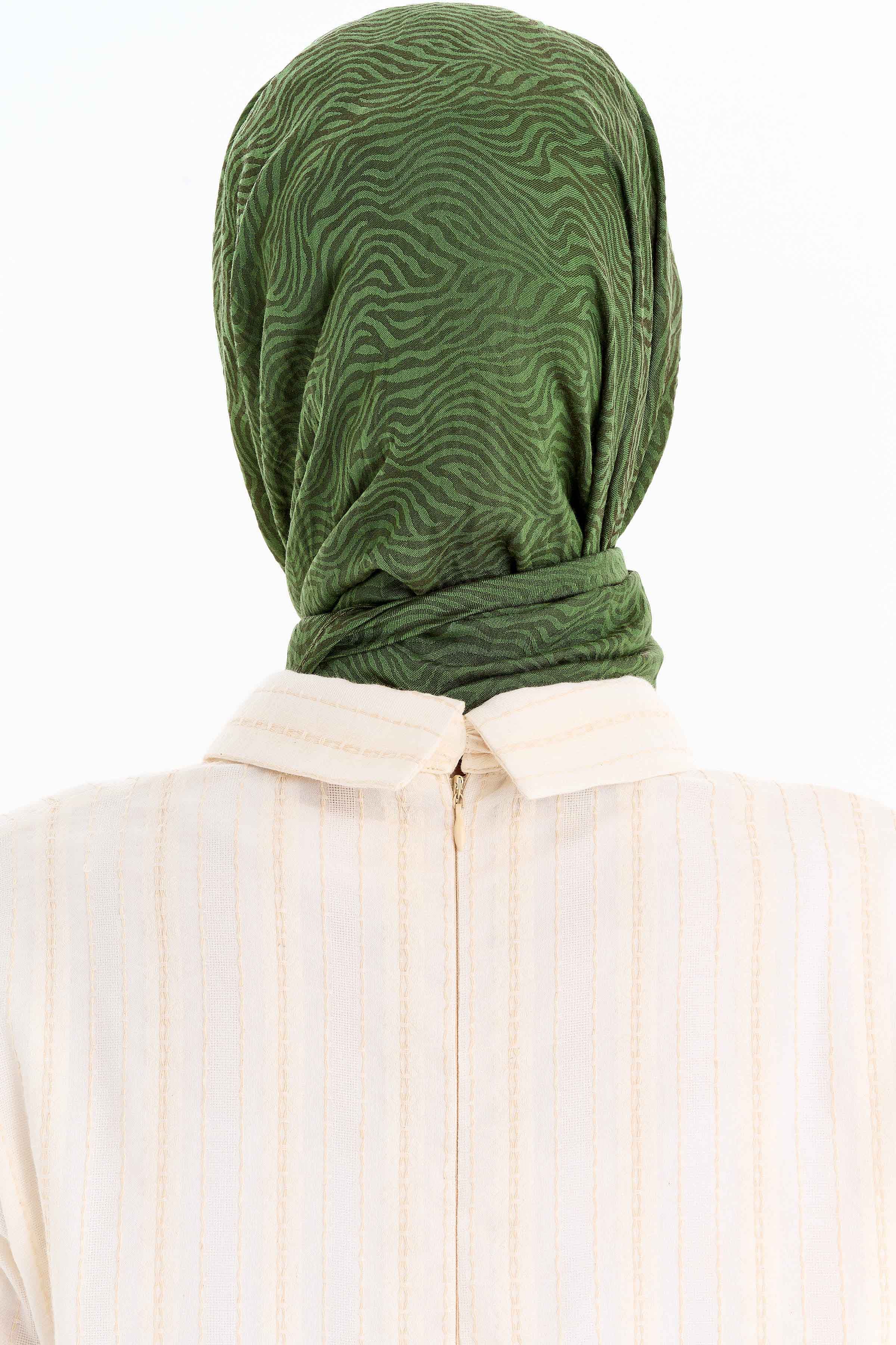 Zebra Desen Viskon Şal - Haki TUGBA