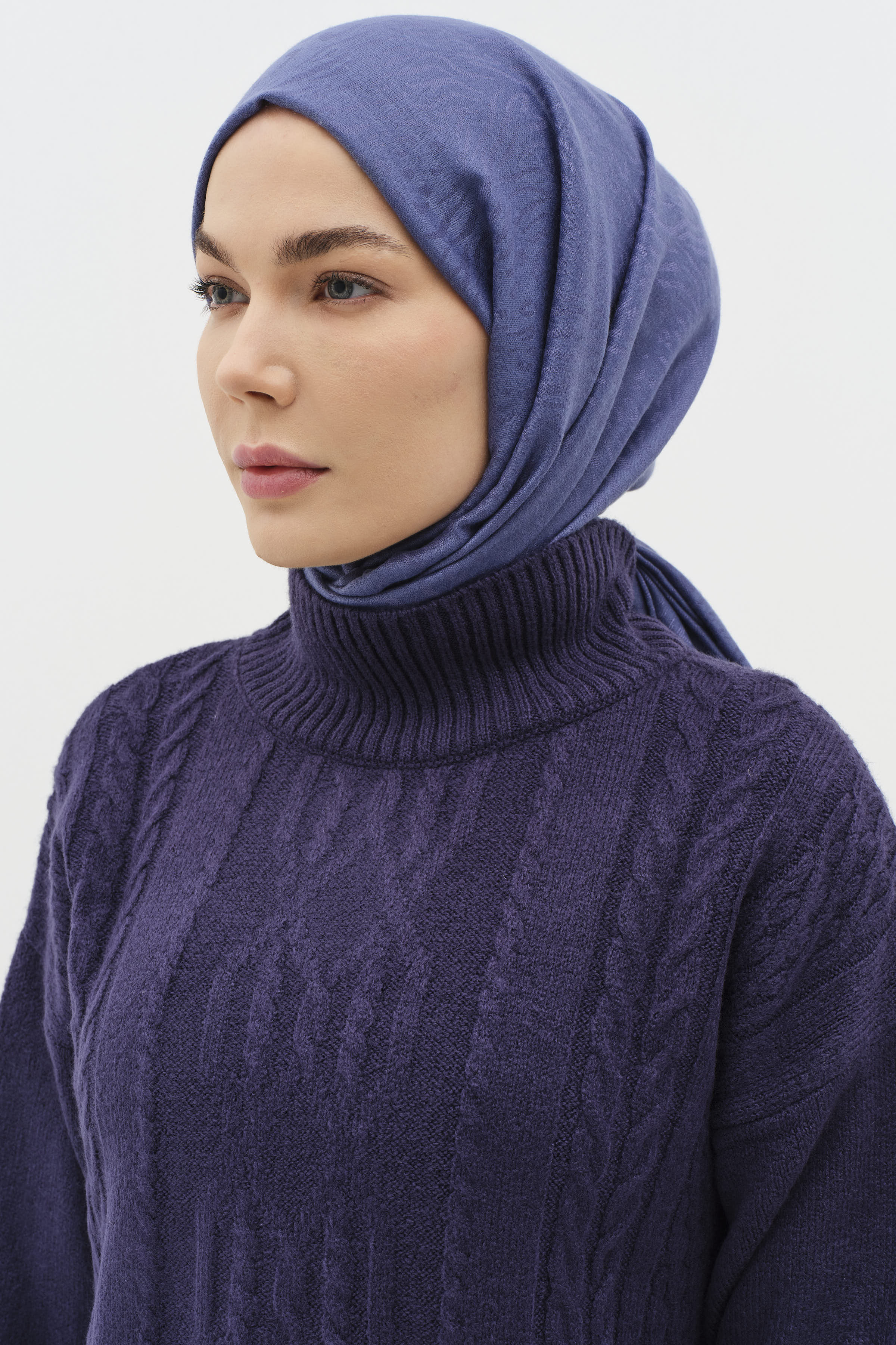 Zebra Desen Viskon Şal - İndigo TUGBA