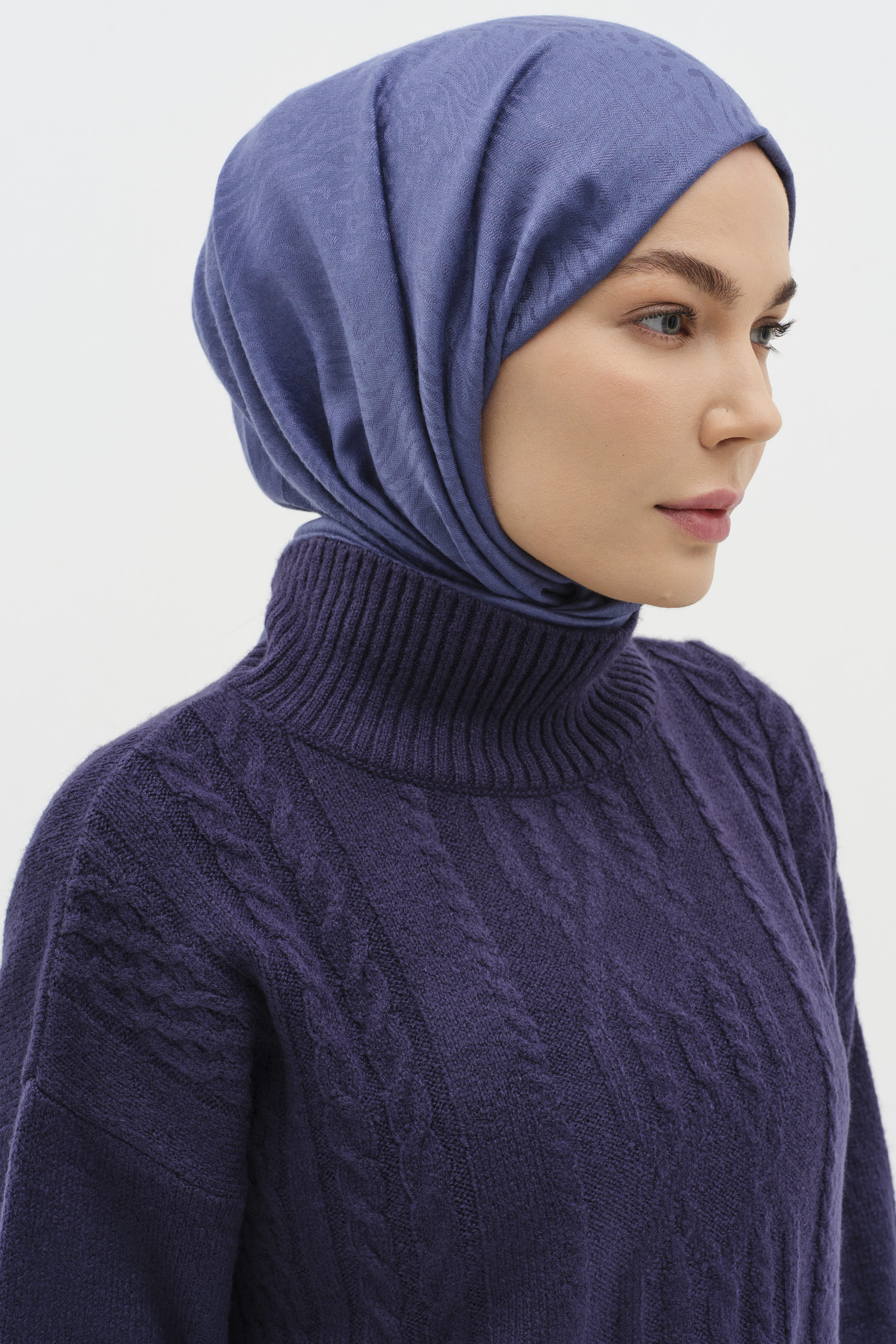 Zebra Desen Viskon Şal - İndigo TUGBA