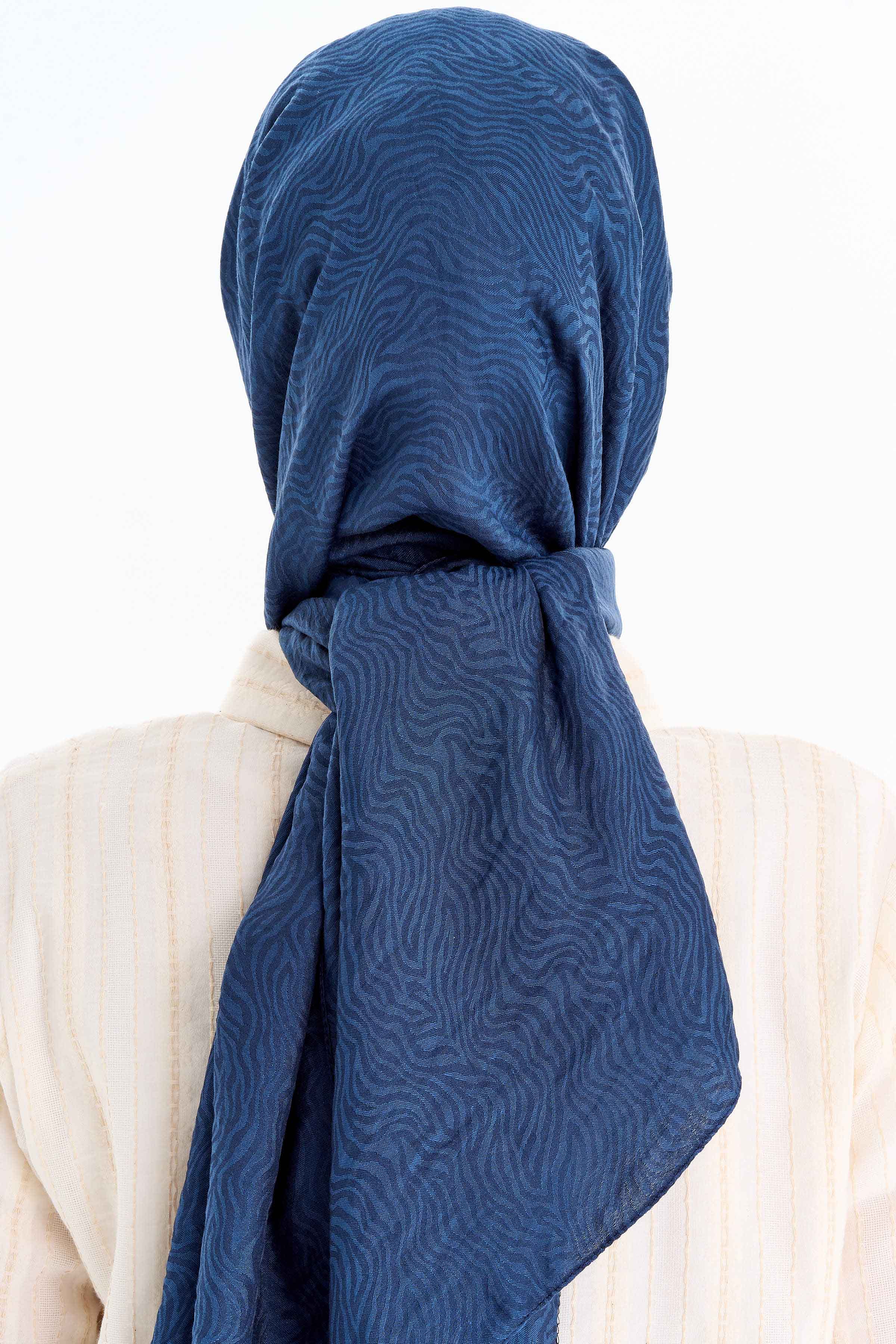 Zebra Desen Viskon Şal - İndigo TUGBA