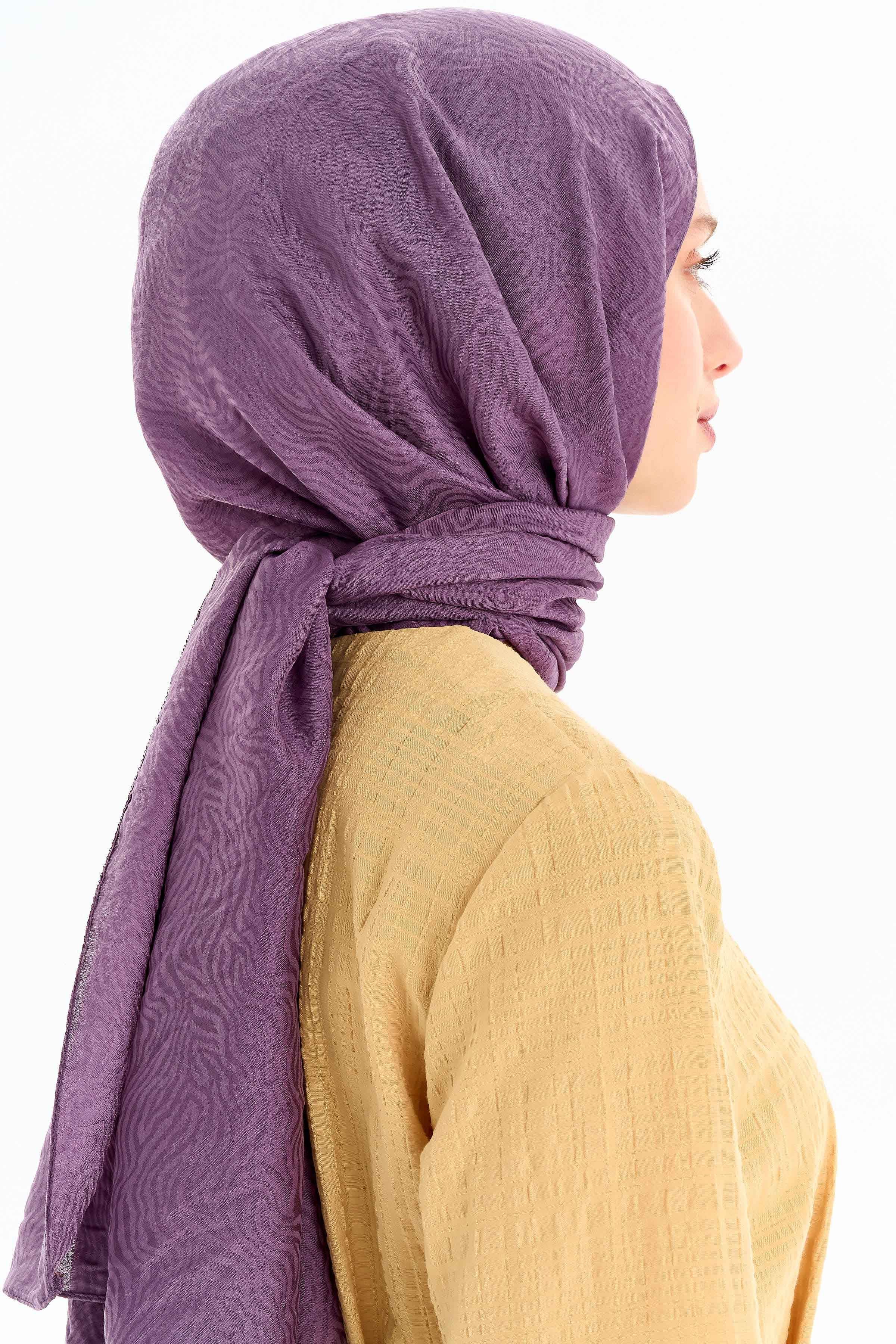 Zebra Desen Viskon Şal - Lila TUGBA