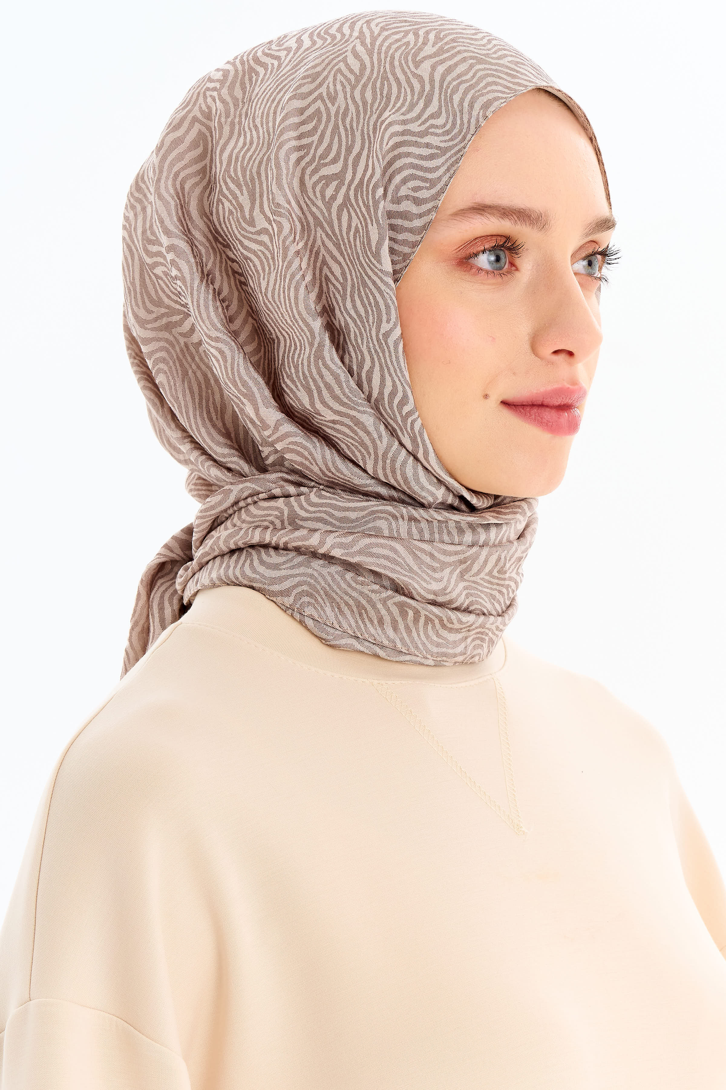 Zebra Desen Viskon Şal - Taş TUGBA