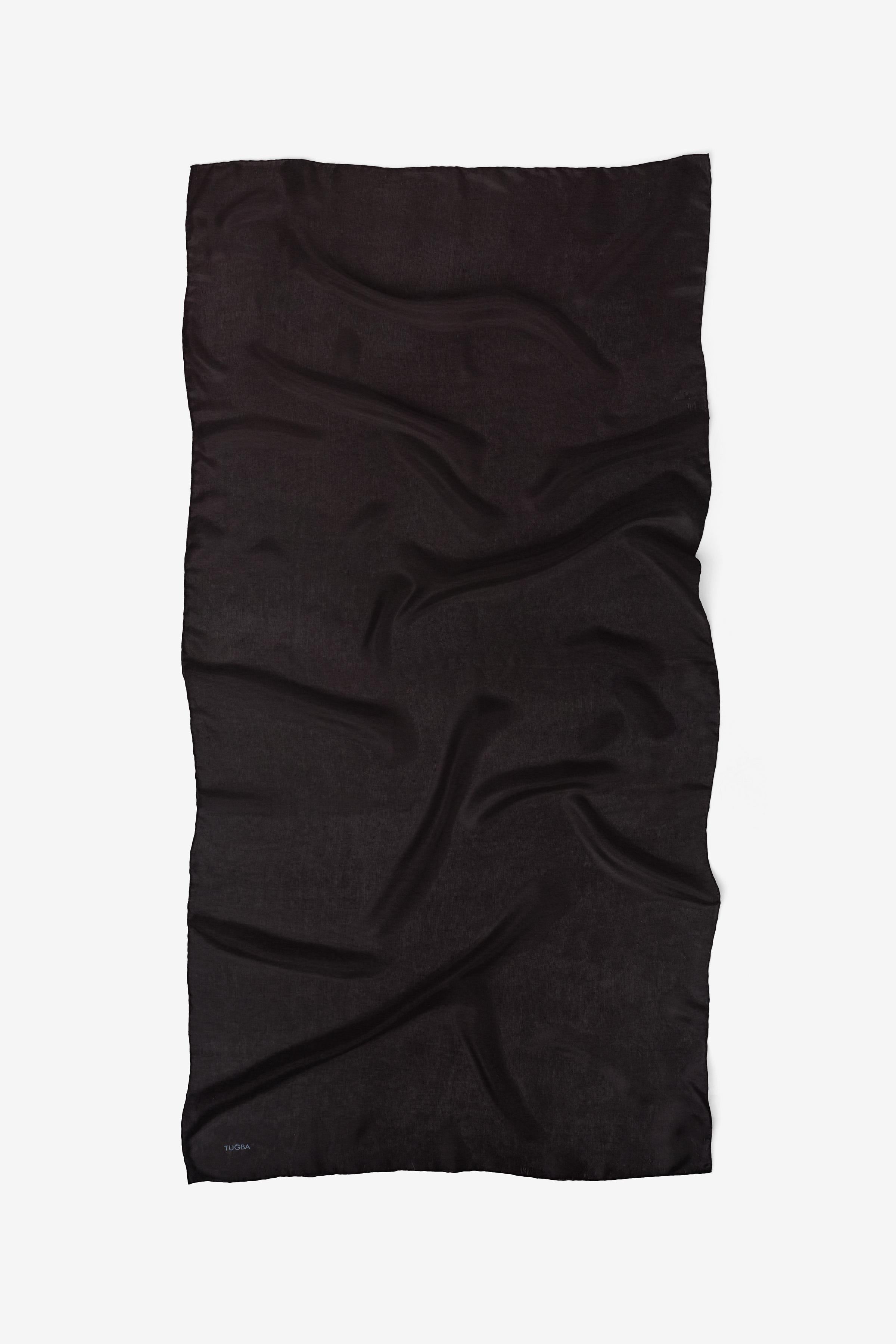 Düz Renk Zeugma Şal - Siyah TUGBA