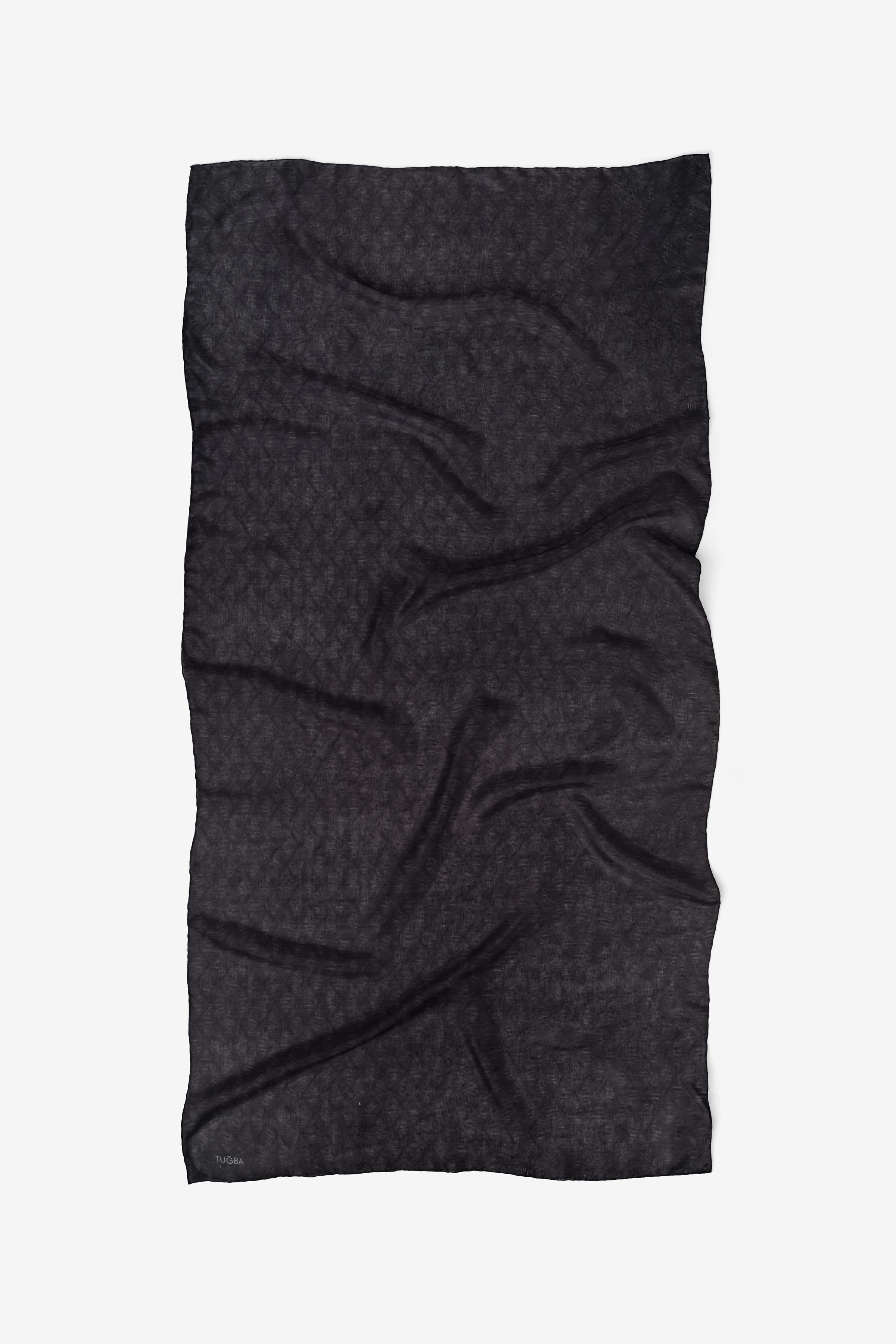 Düz Renk Zeugma Şal - Siyah TUGBA