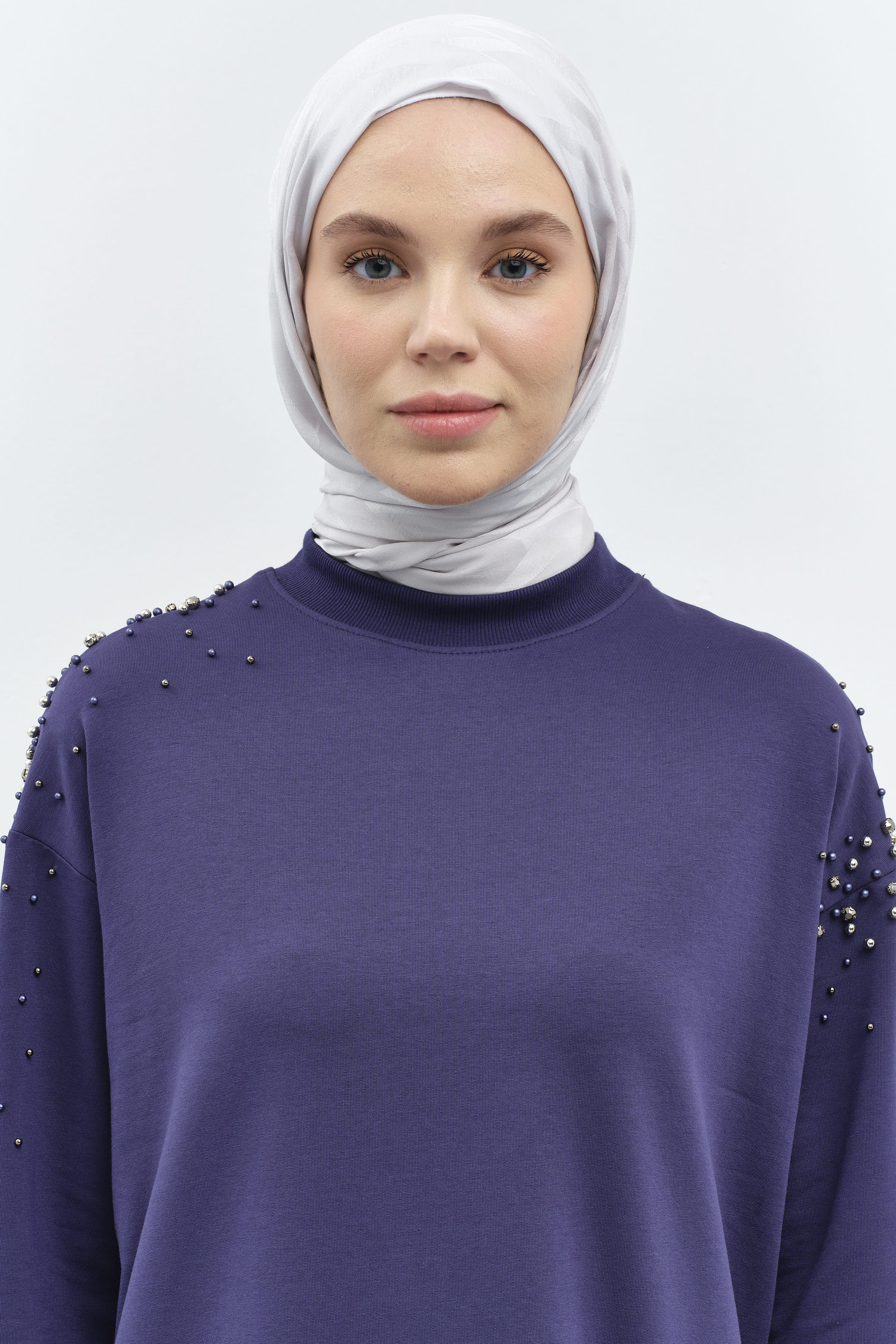 Zikzak Desen Viskon Şal - Gri TUGBA